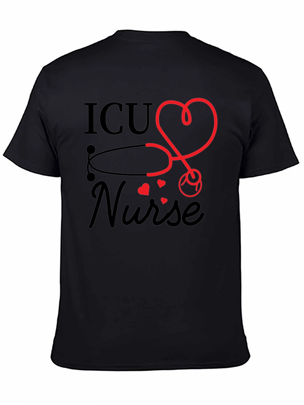 ICU Nurse Heart Stethoscope Graphic T-Shirt