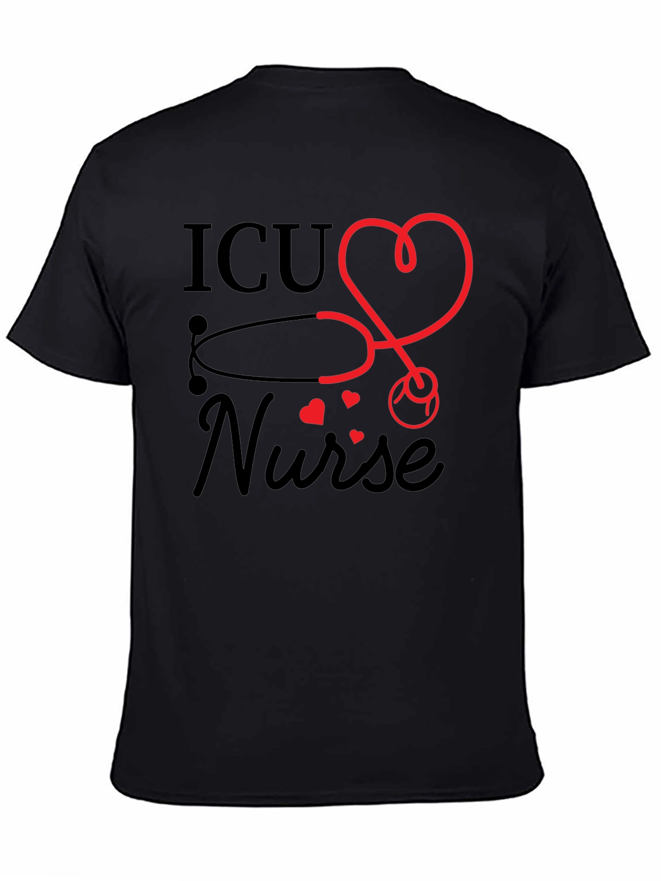 ICU Nurse Heart Stethoscope Graphic T-Shirt