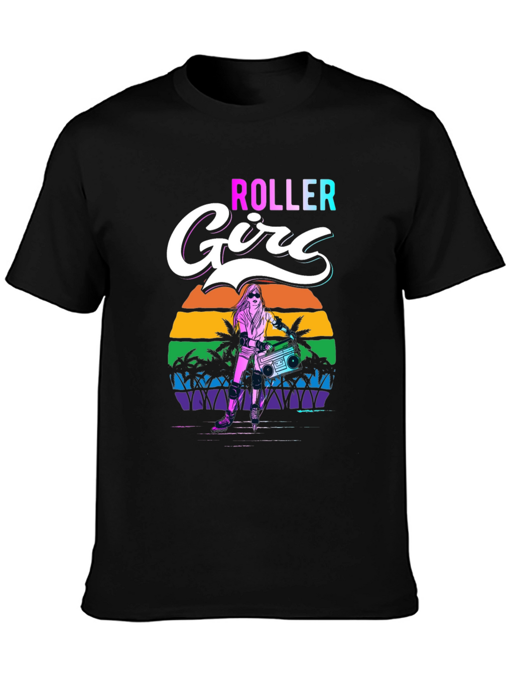 Retro Roller Girl Graphic Tee - 80s Style