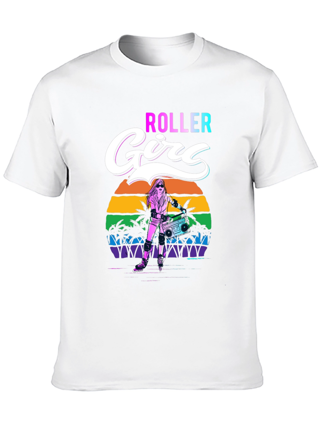 Retro Roller Girl Graphic Tee - 80s Style