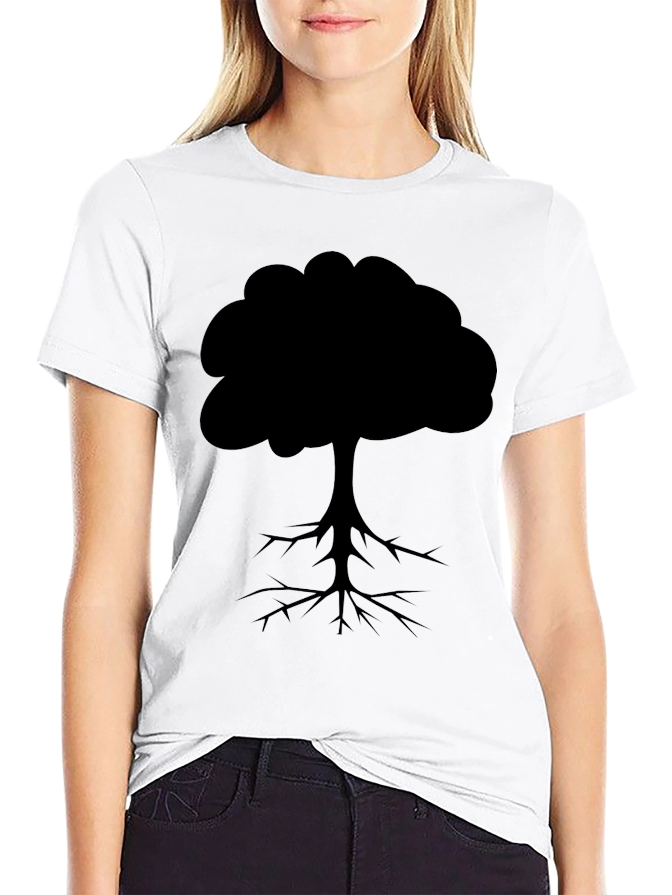 Tree Silhouette Graphic Tee - Black