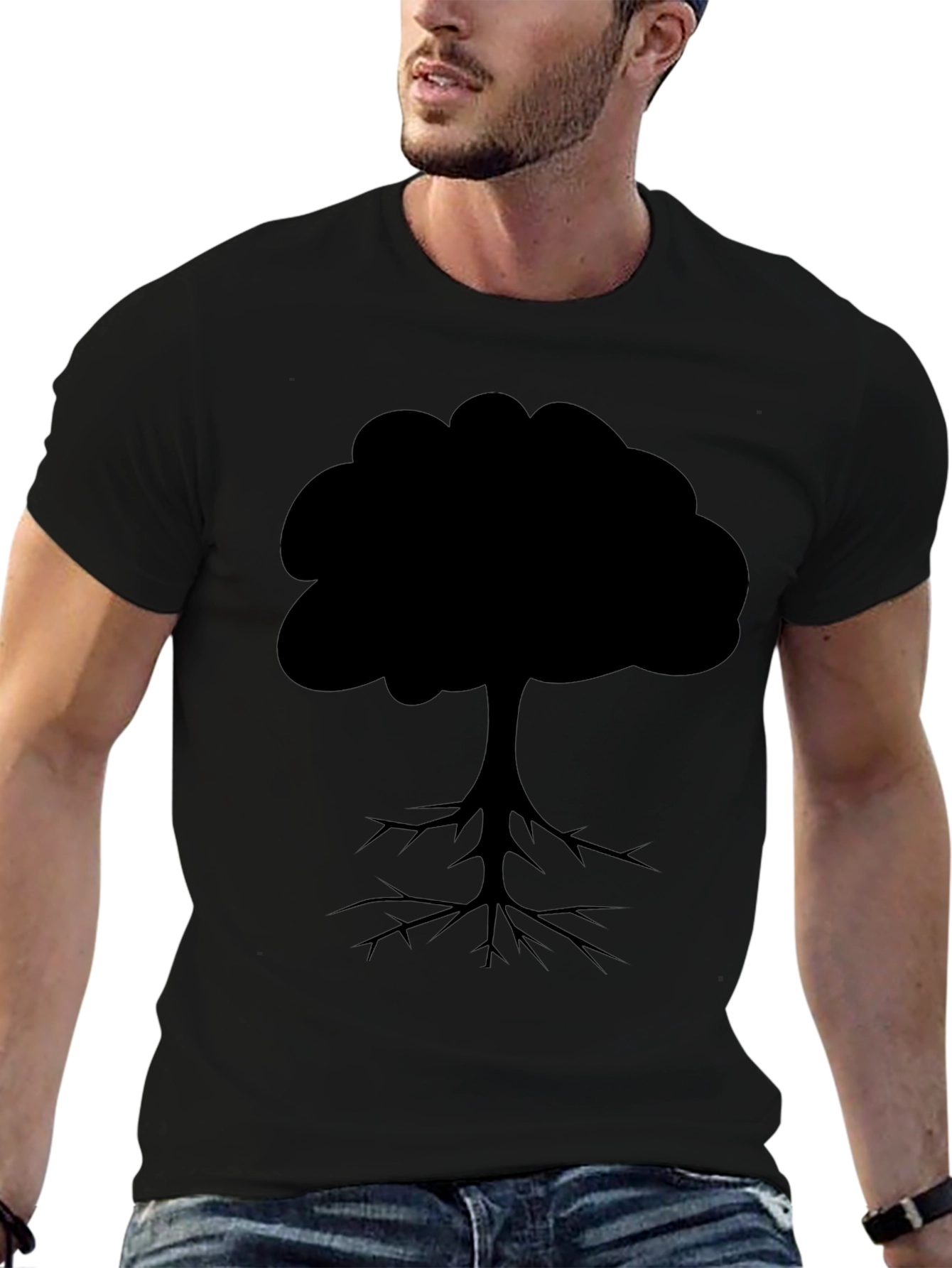 Tree Silhouette Graphic Tee - Black