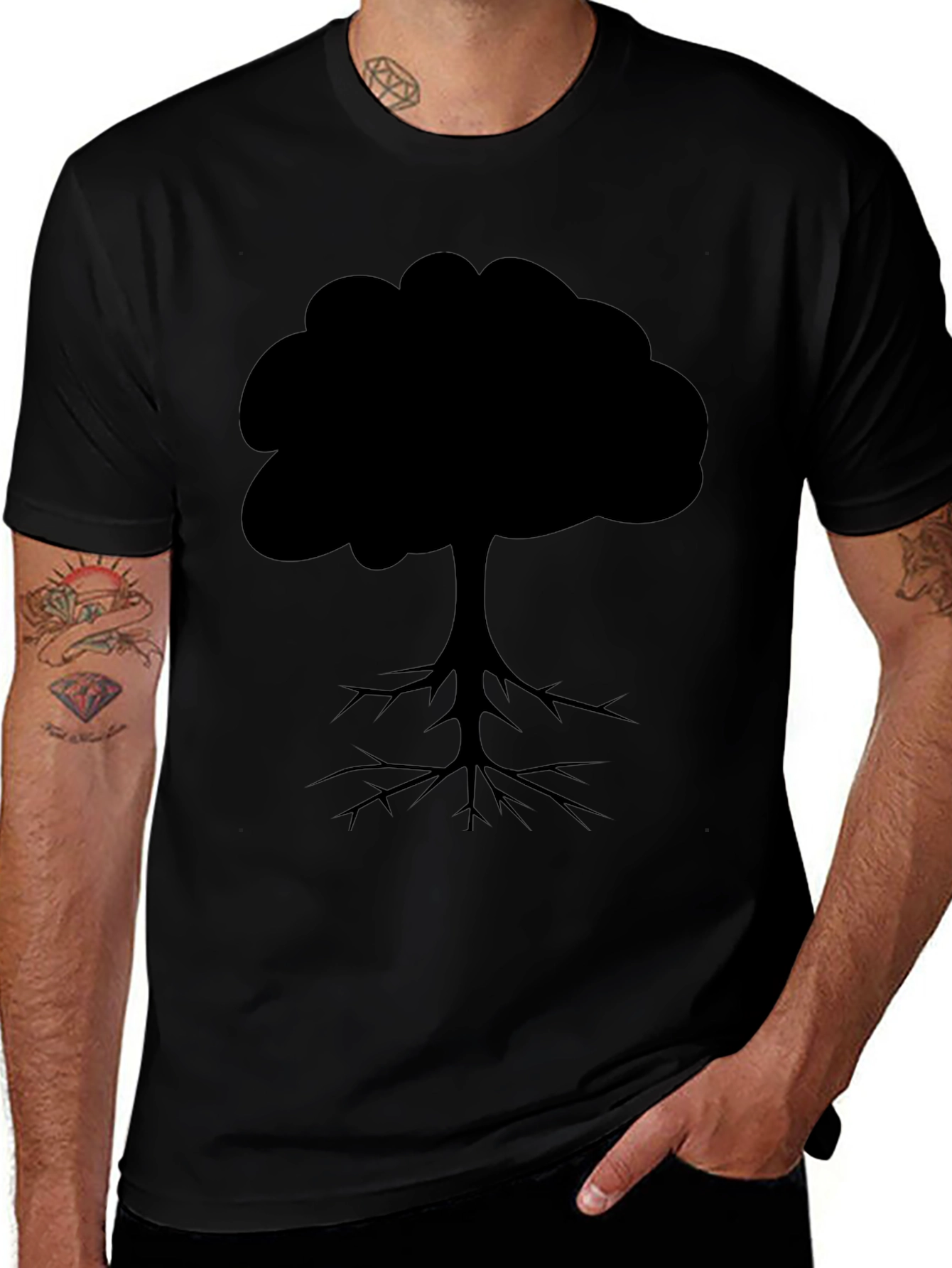 Tree Silhouette Graphic Tee - Black