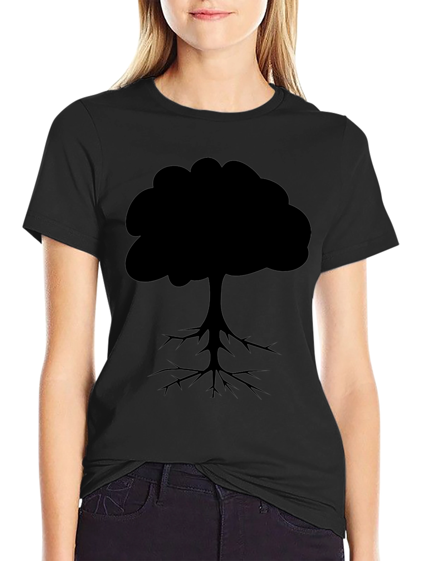 Tree Silhouette Graphic Tee - Black