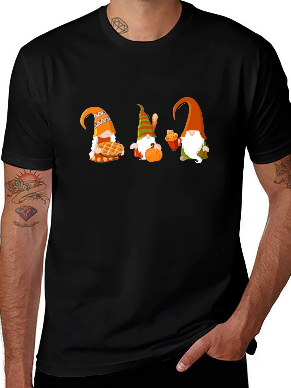 Thanksgiving Gnomes Black T-Shirt