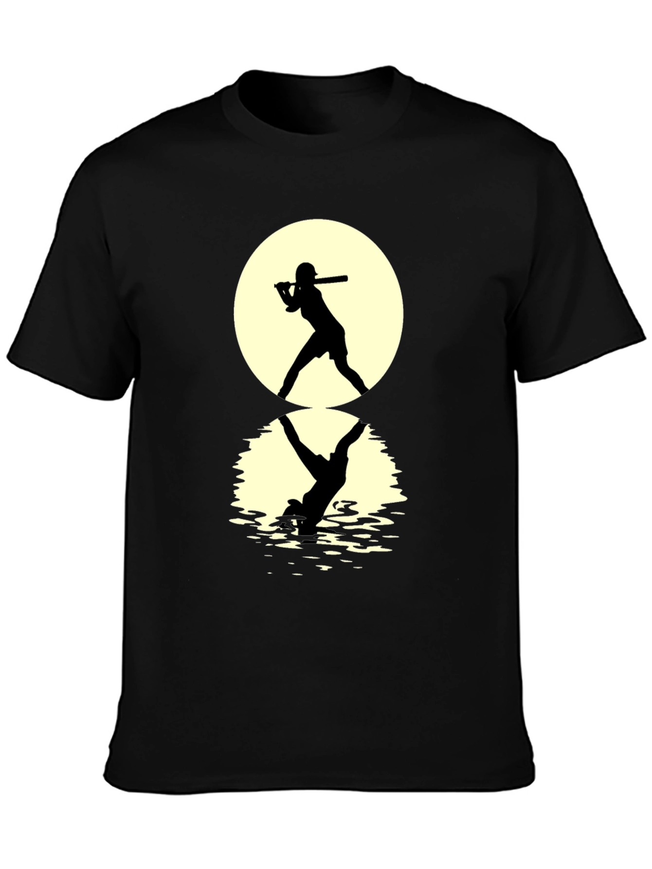 Baseball Silhouette T-Shirt: Moonlit Reflection Tee