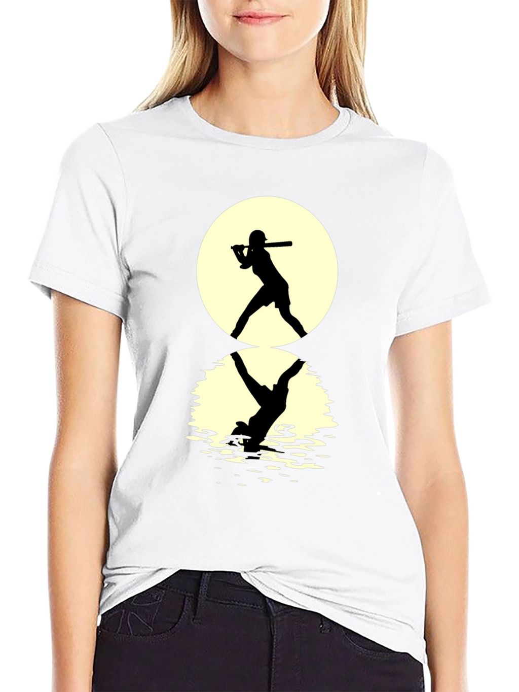 Baseball Silhouette T-Shirt: Moonlit Reflection Tee