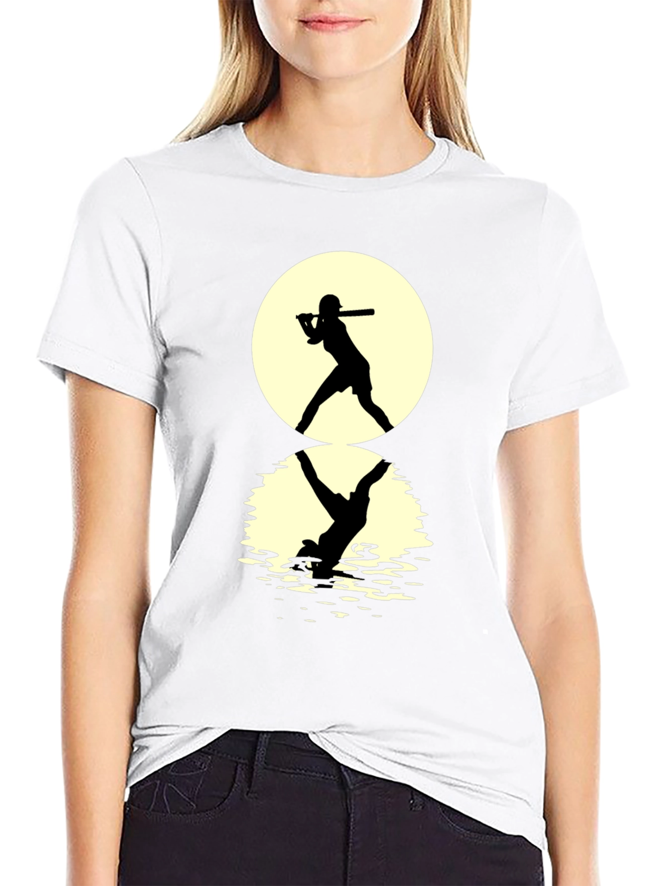 Baseball Silhouette T-Shirt: Moonlit Reflection Tee