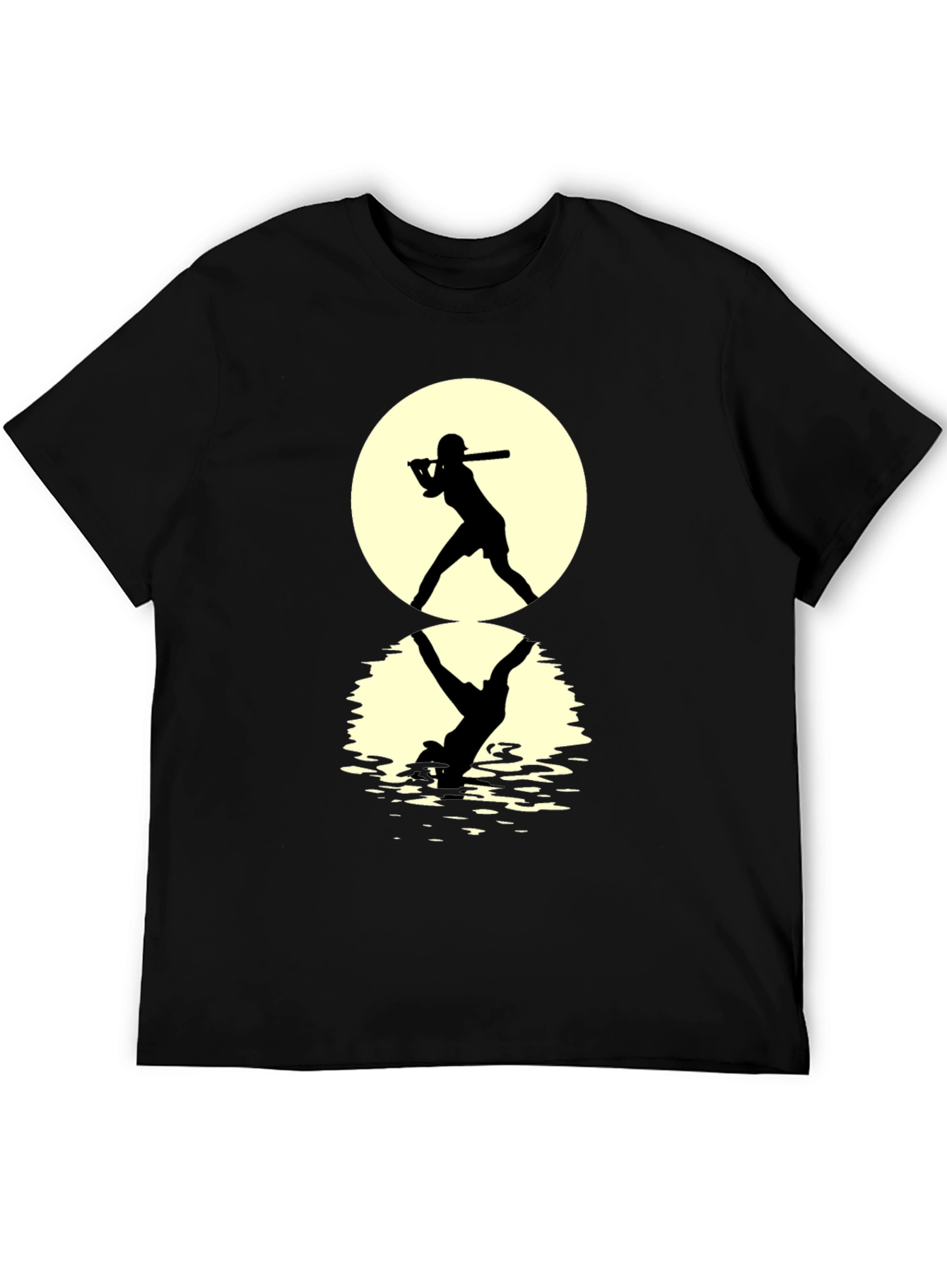 Baseball Silhouette T-Shirt: Moonlit Reflection Tee