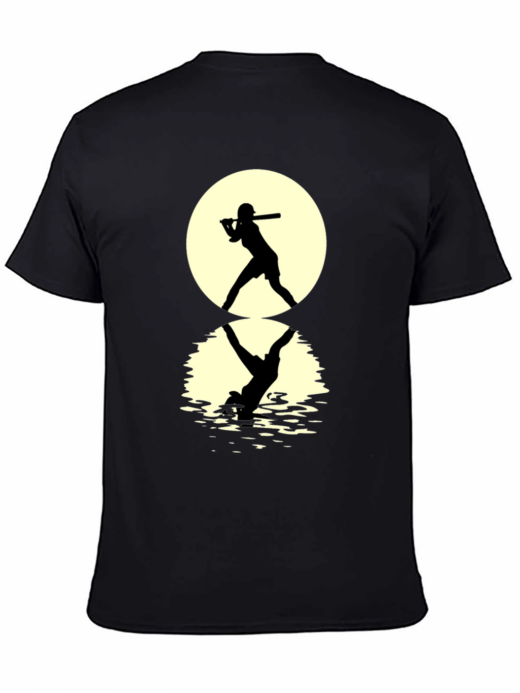 Baseball Silhouette T-Shirt: Moonlit Reflection Tee
