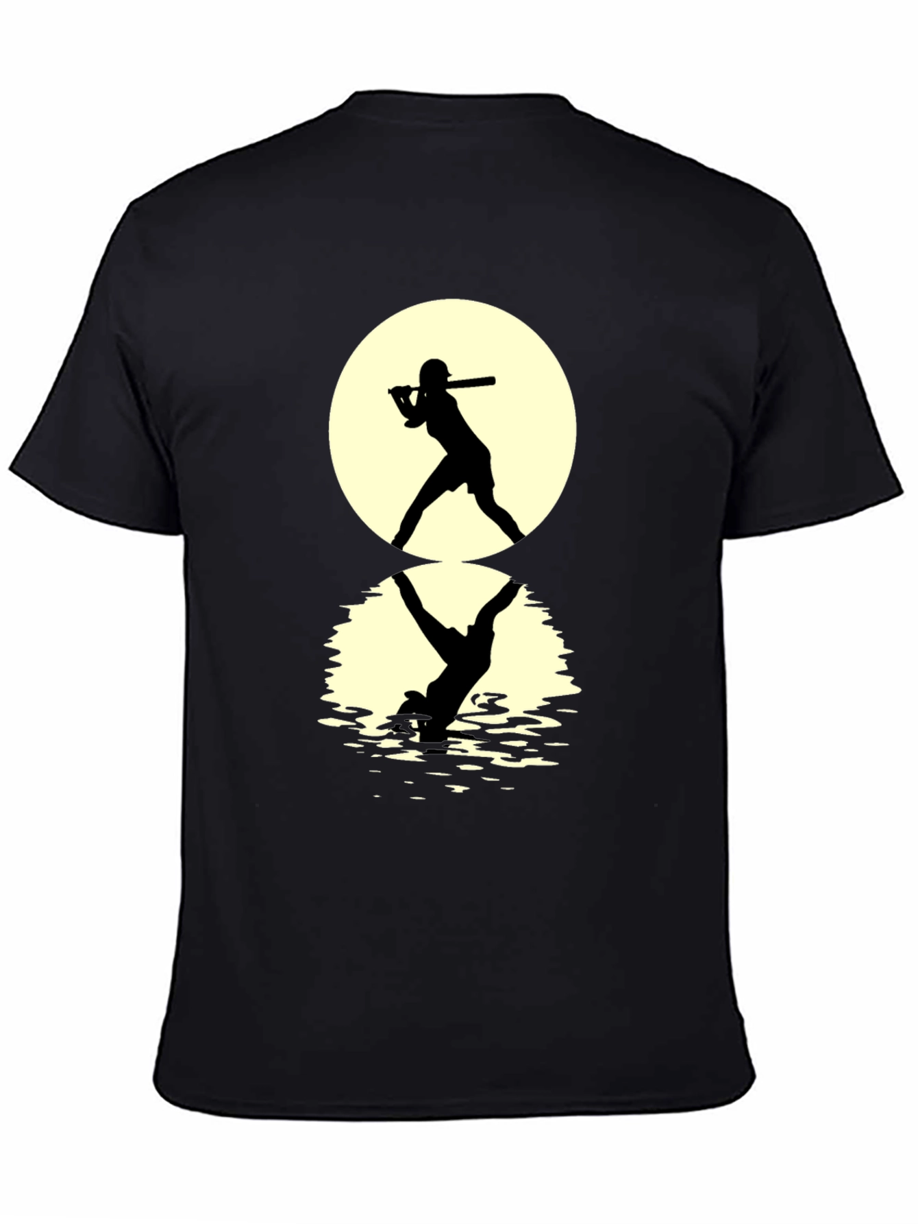 Baseball Silhouette T-Shirt: Moonlit Reflection Tee
