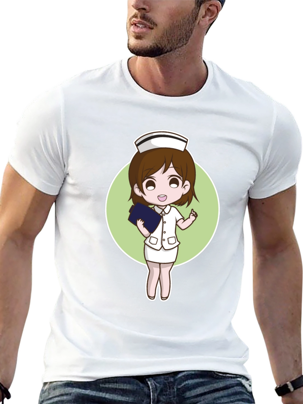 Cartoon Nurse Graphic Tee - Black