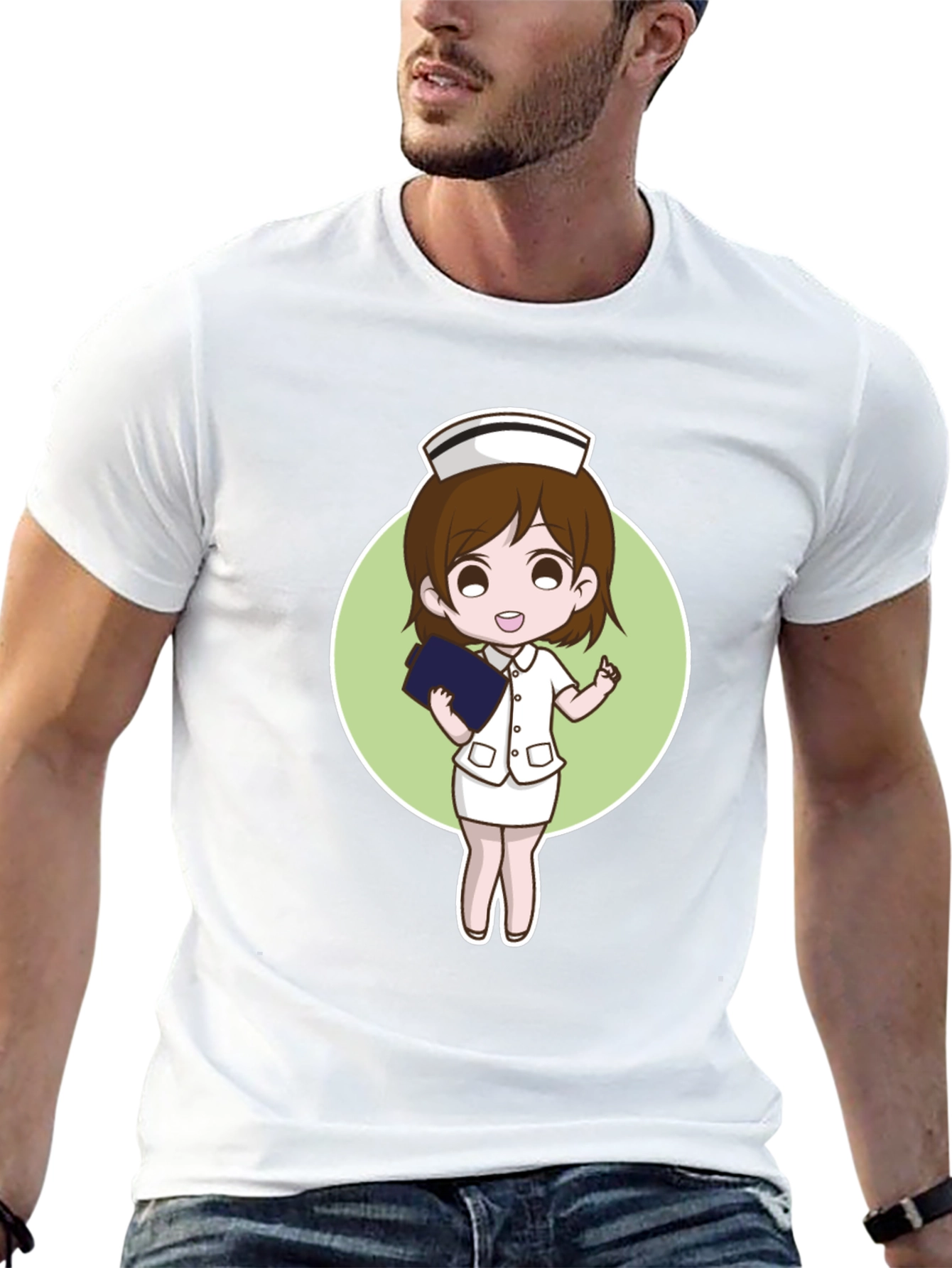 Cartoon Nurse Graphic Tee - Black
