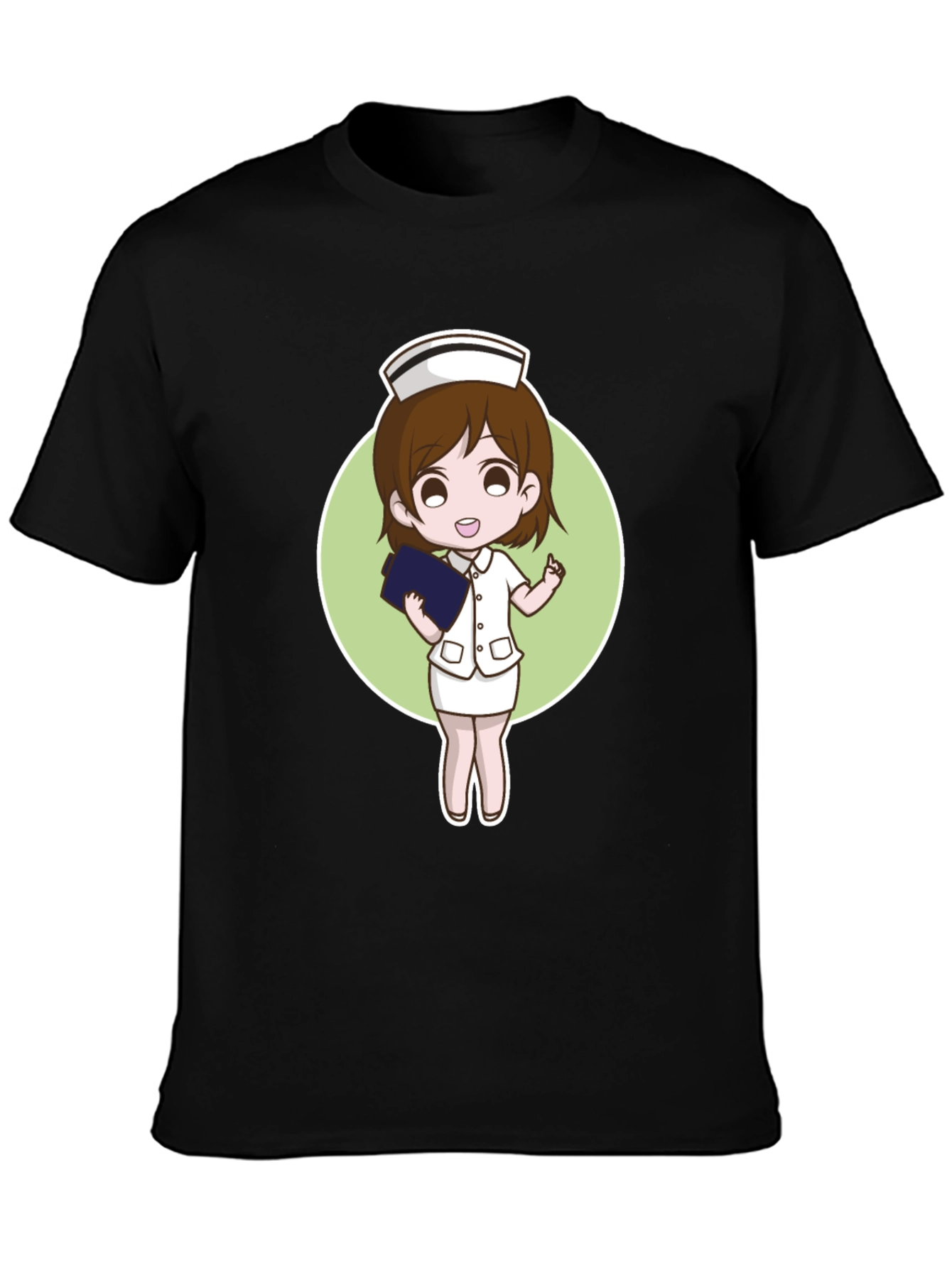 Cartoon Nurse Graphic Tee - Black