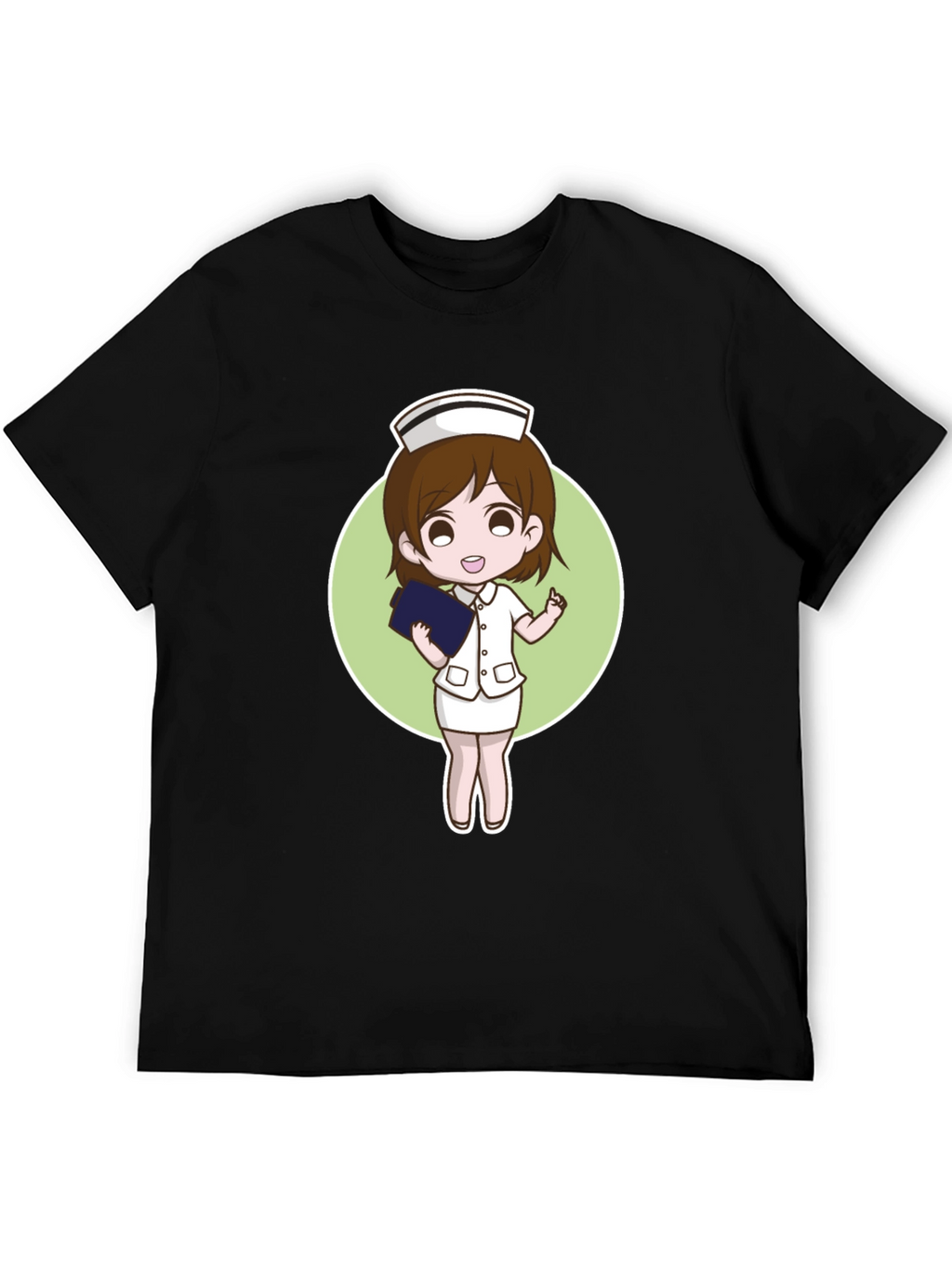 Cartoon Nurse Graphic Tee - Black