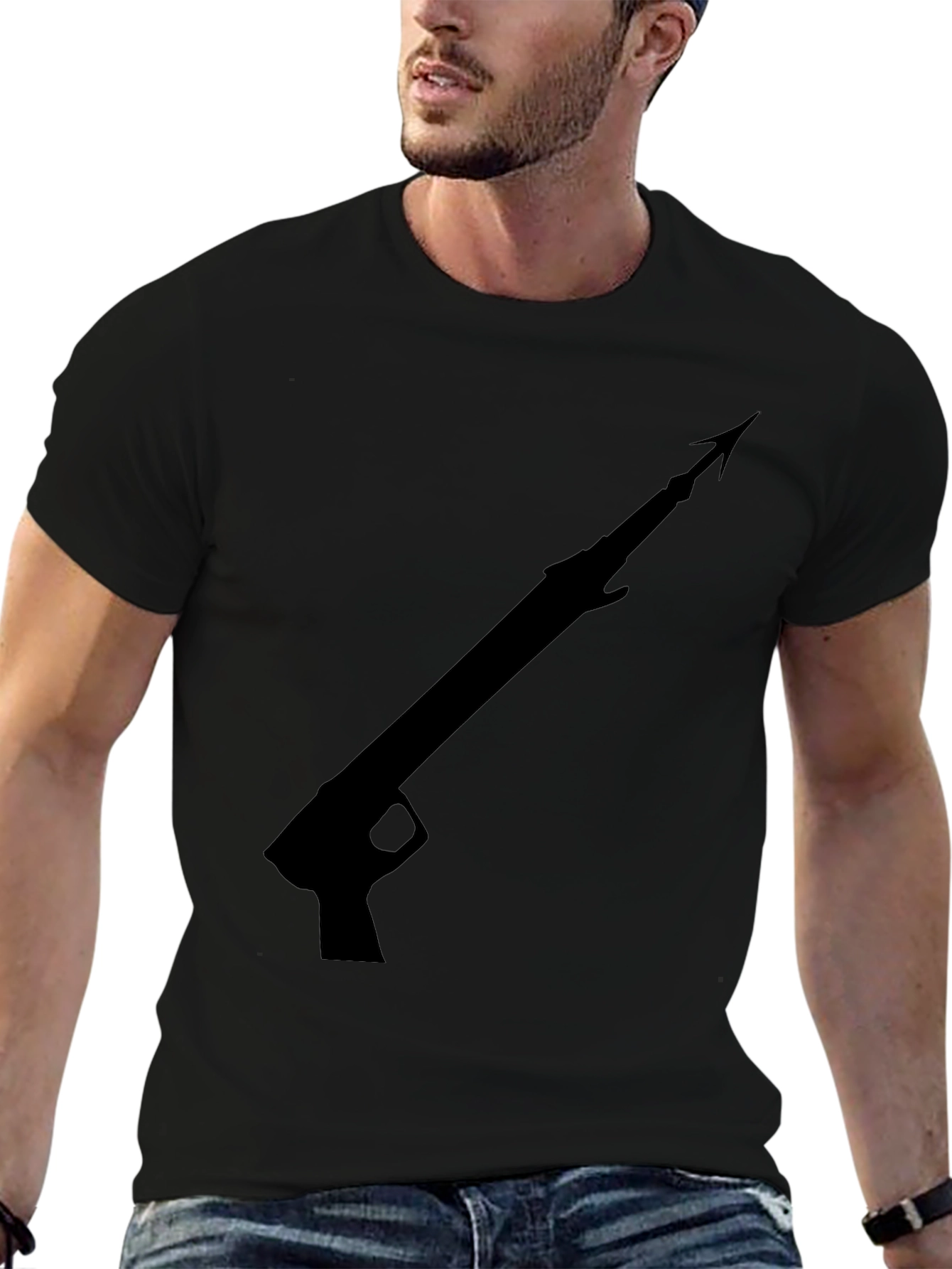 Speargun Graphic Tee - Black Cotton T-Shirt