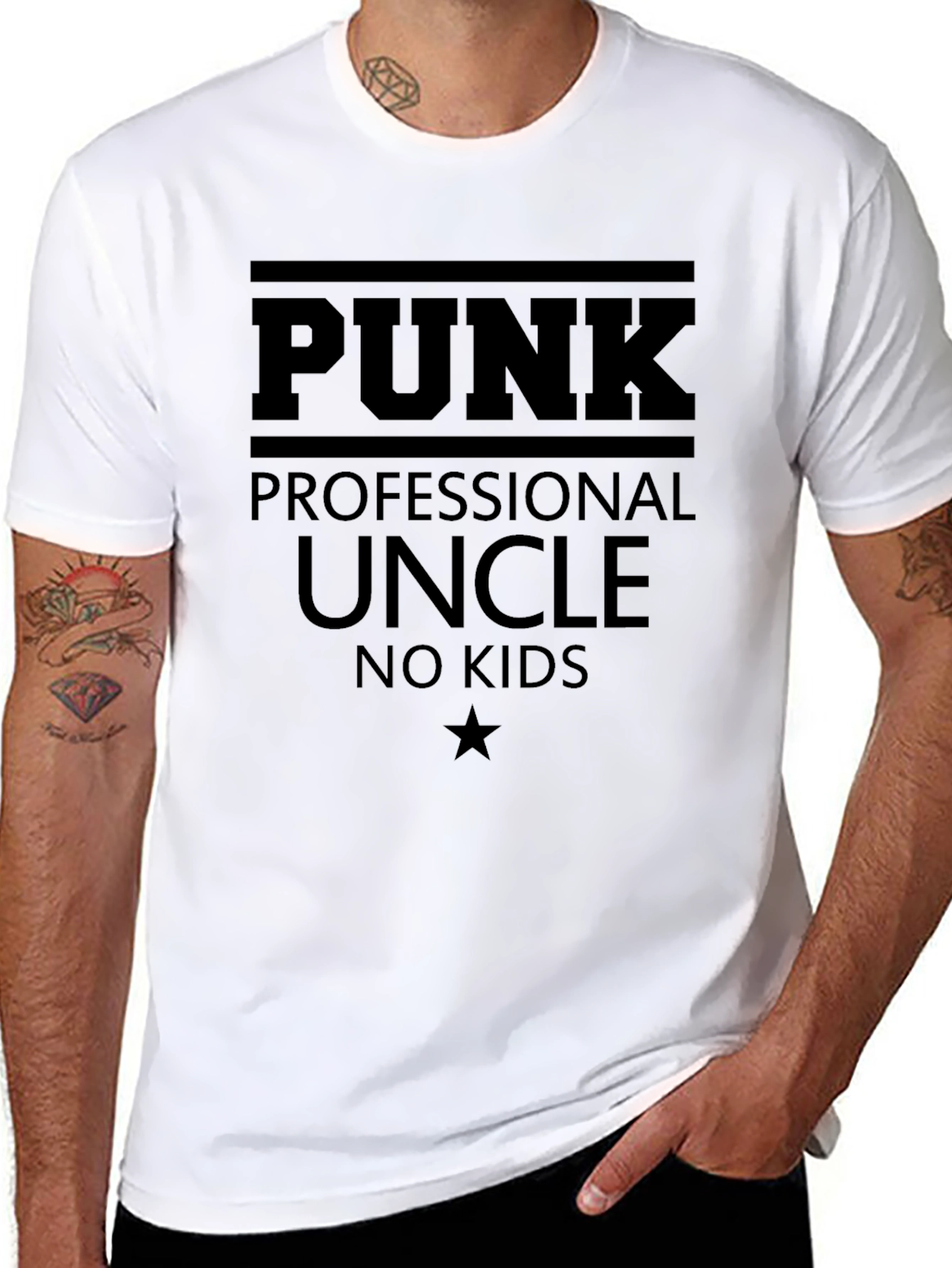 Punk Professional Uncle No Kids Black T-Shirt