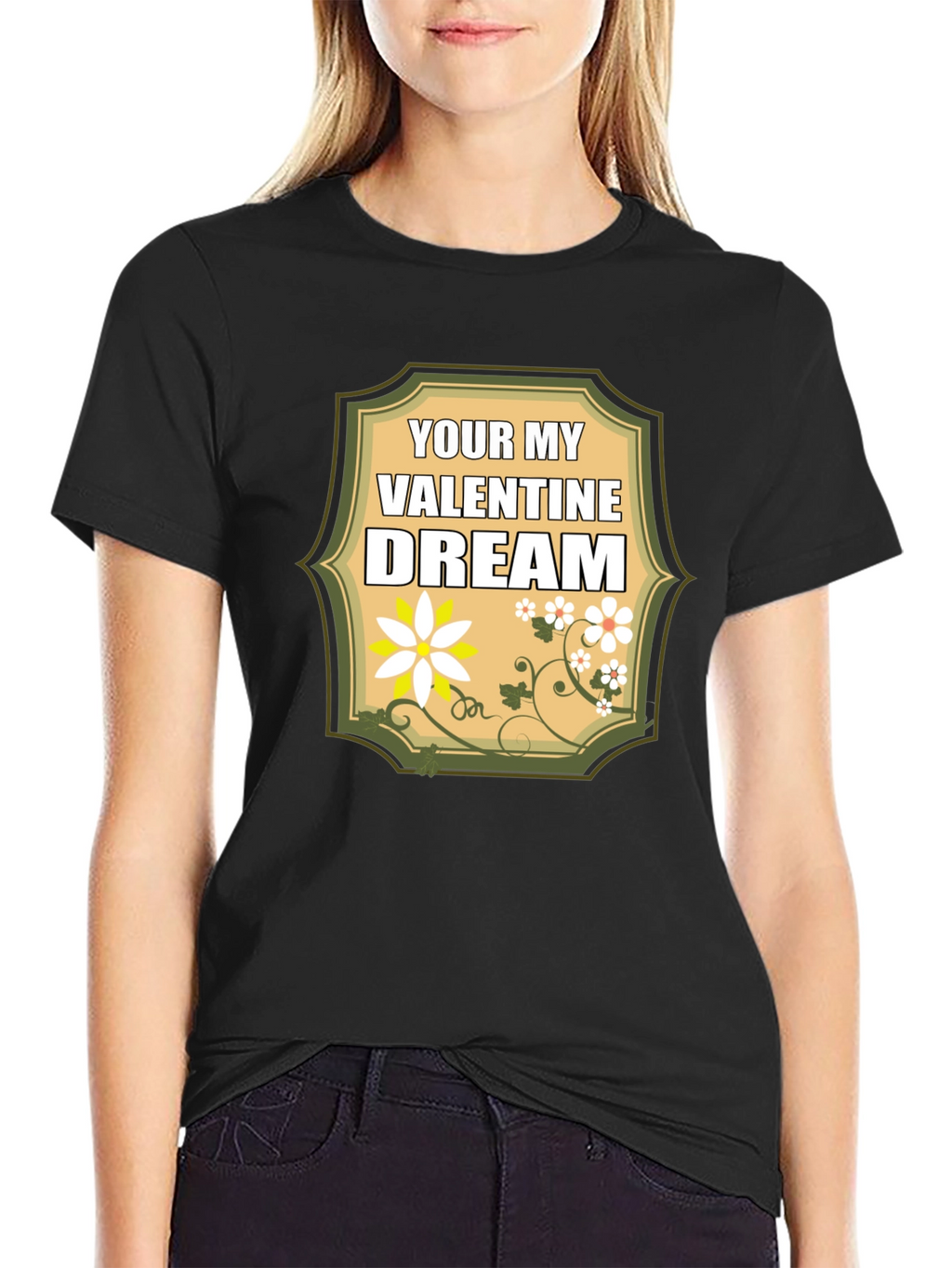 Valentine Dream T-Shirt: Floral Heartfelt Design