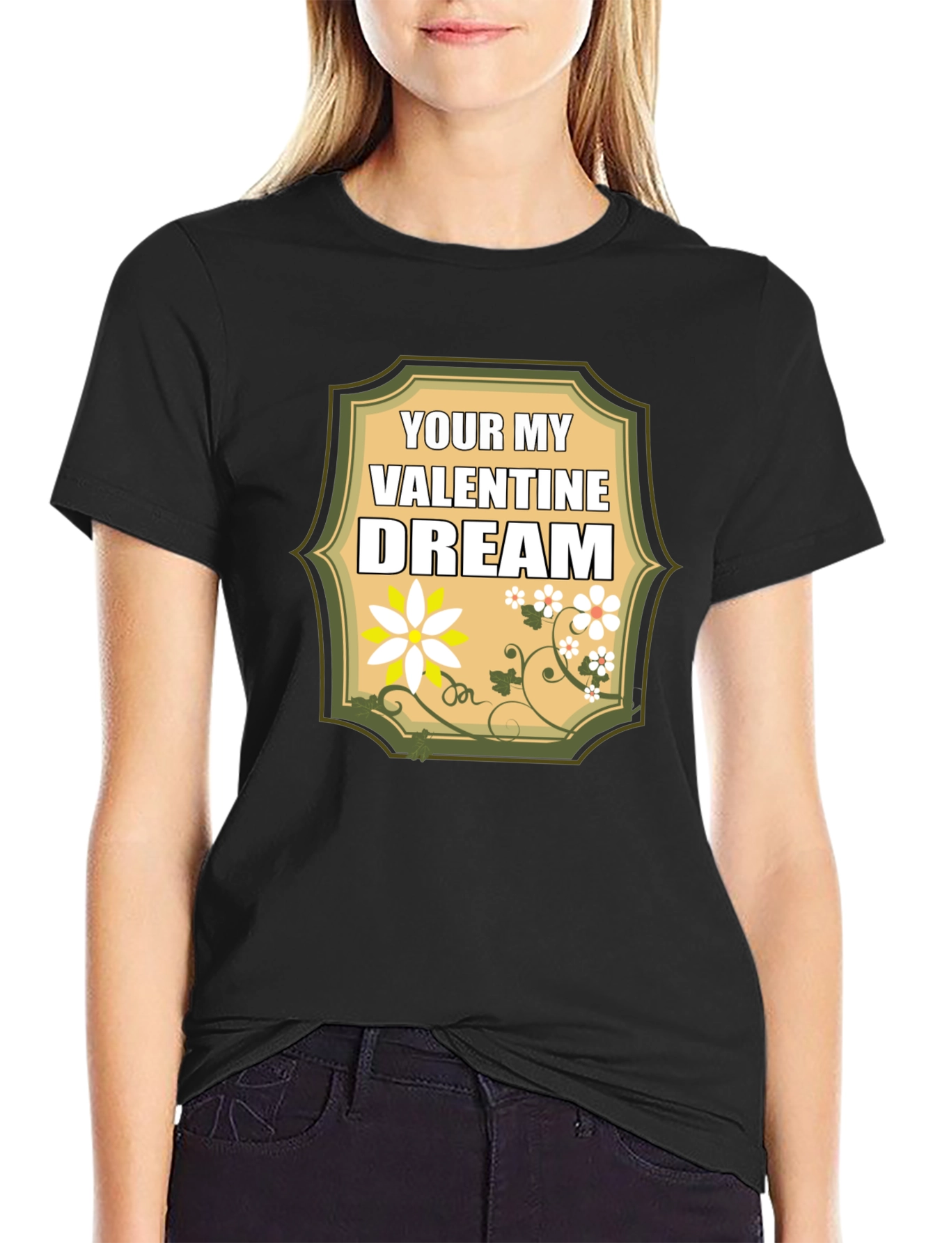 Valentine Dream T-Shirt: Floral Heartfelt Design