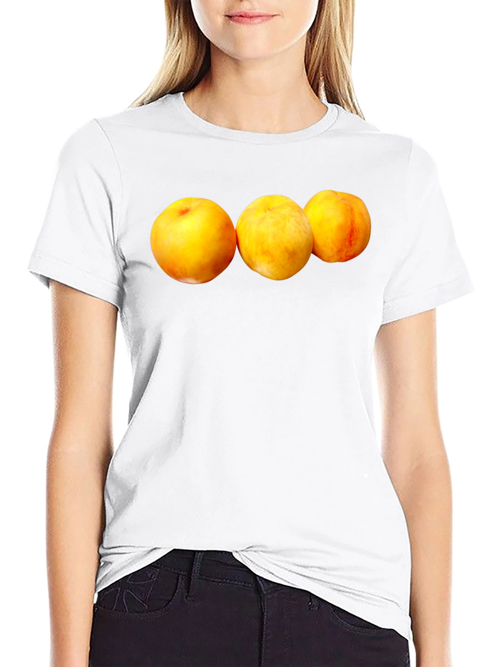 Peach Trio Graphic Black T-Shirt