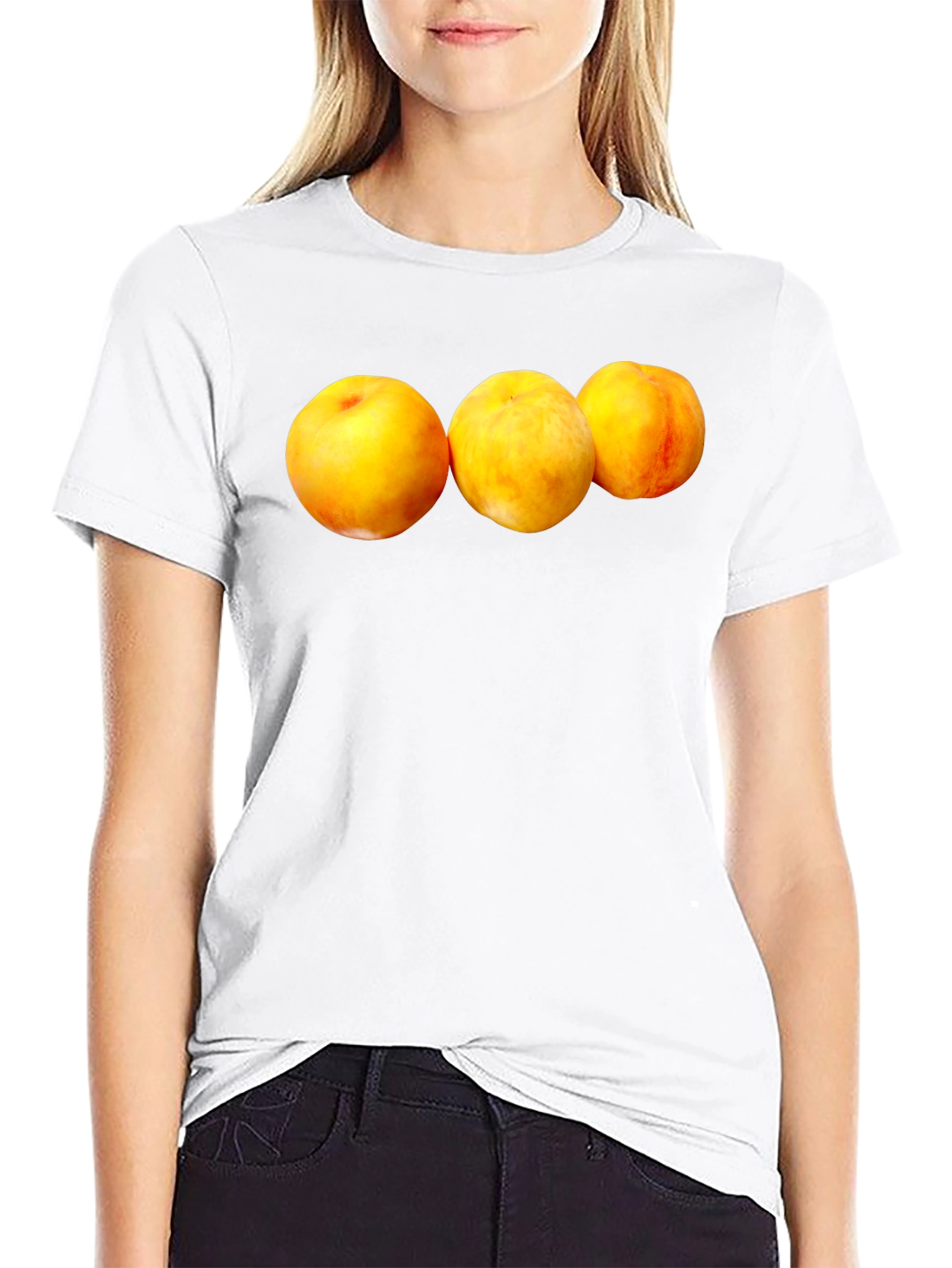 Peach Trio Graphic Black T-Shirt