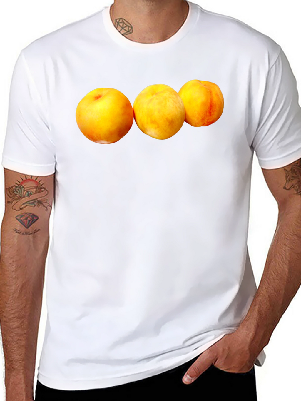 Peach Trio Graphic Black T-Shirt