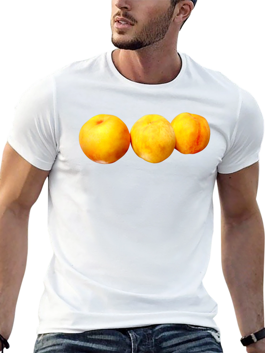 Peach Trio Graphic Black T-Shirt