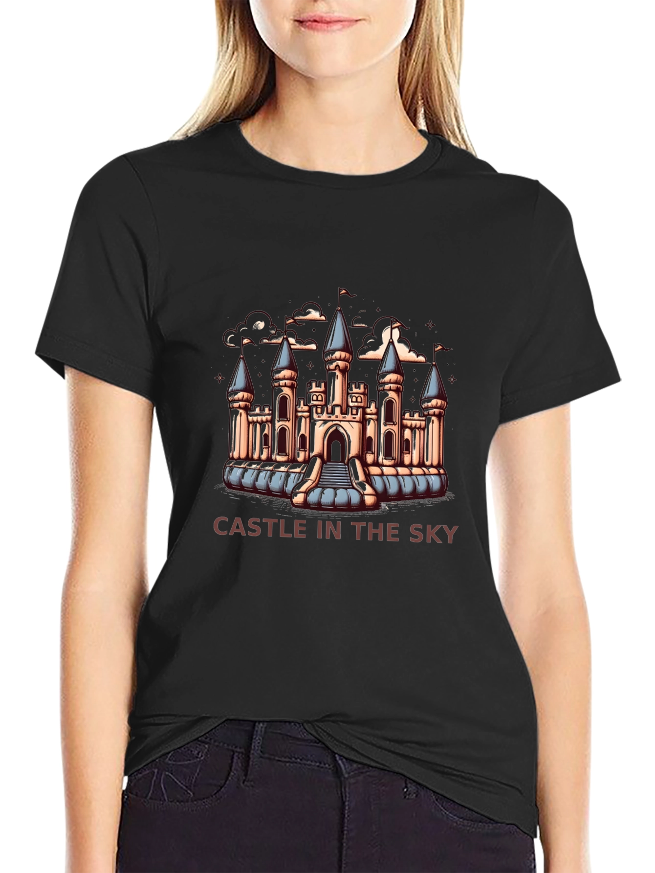 Castle in the Sky Graphic Tee - Mens Black T-Shirt