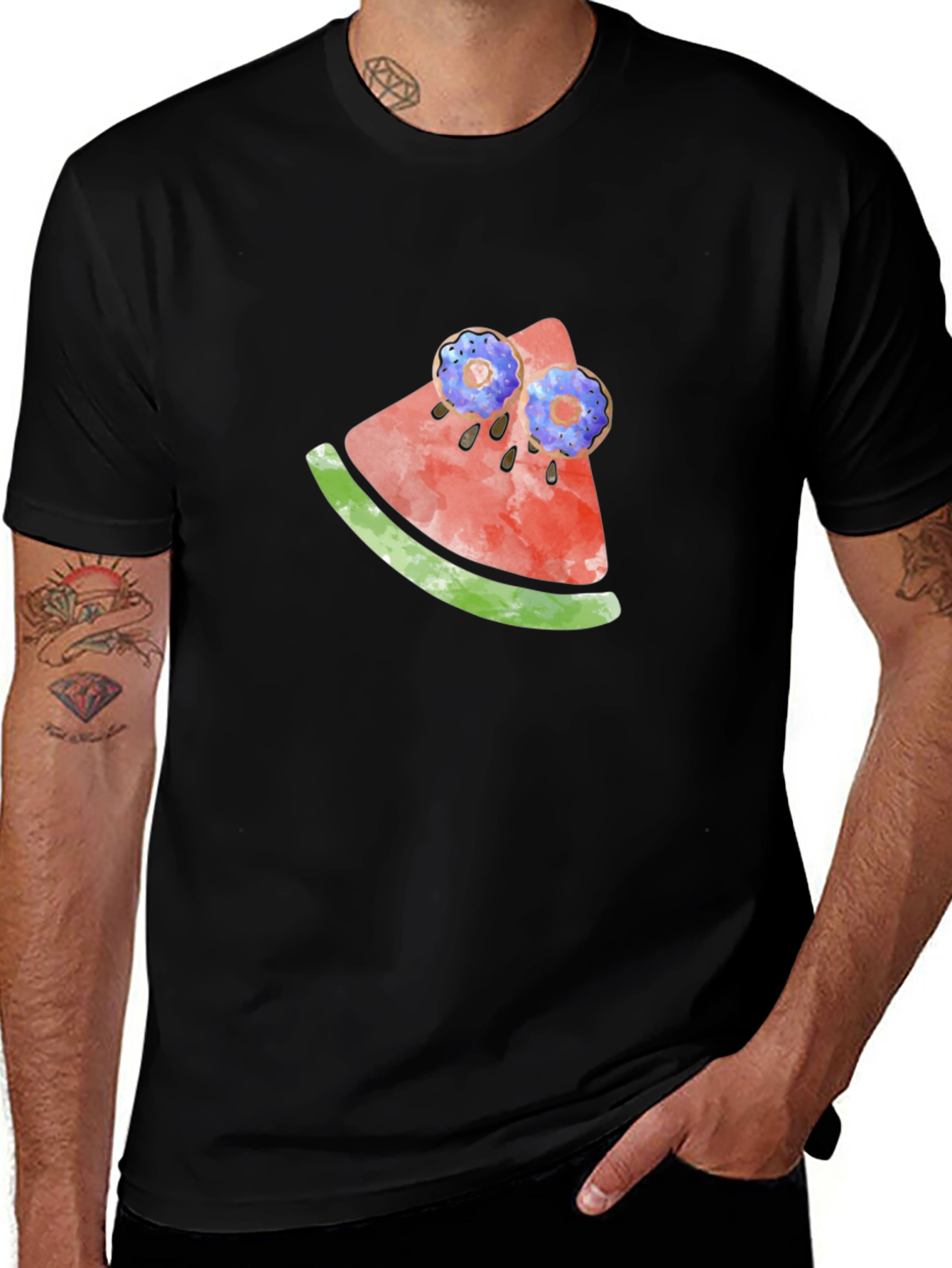 Novelty Watermelon & Donut T-Shirt