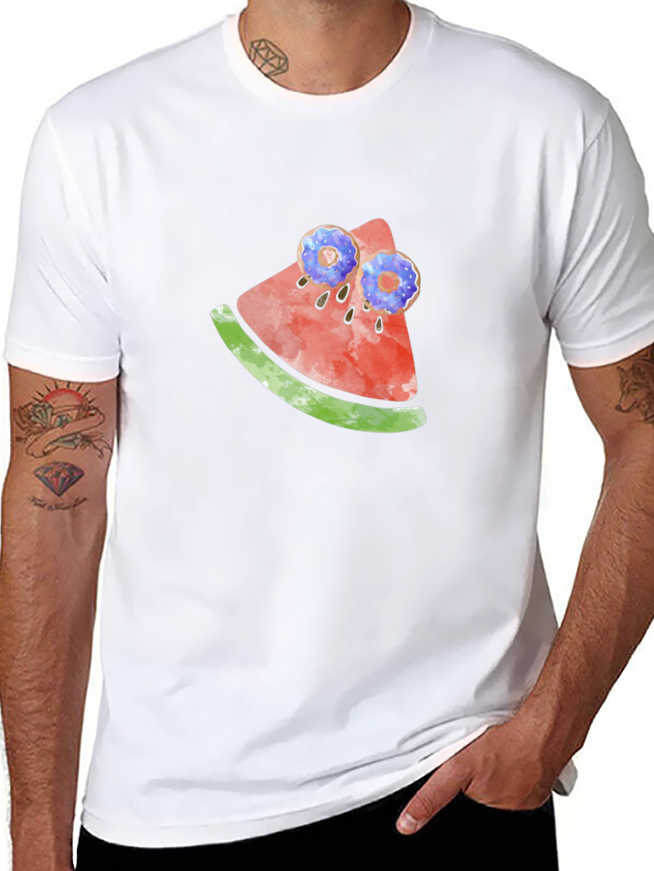 Novelty Watermelon & Donut T-Shirt