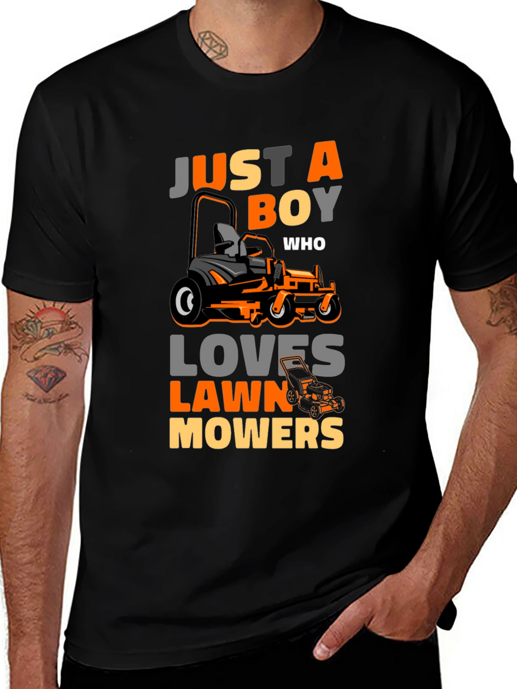 Just A Boy Who Loves Lawn Mowers Graphic Tee