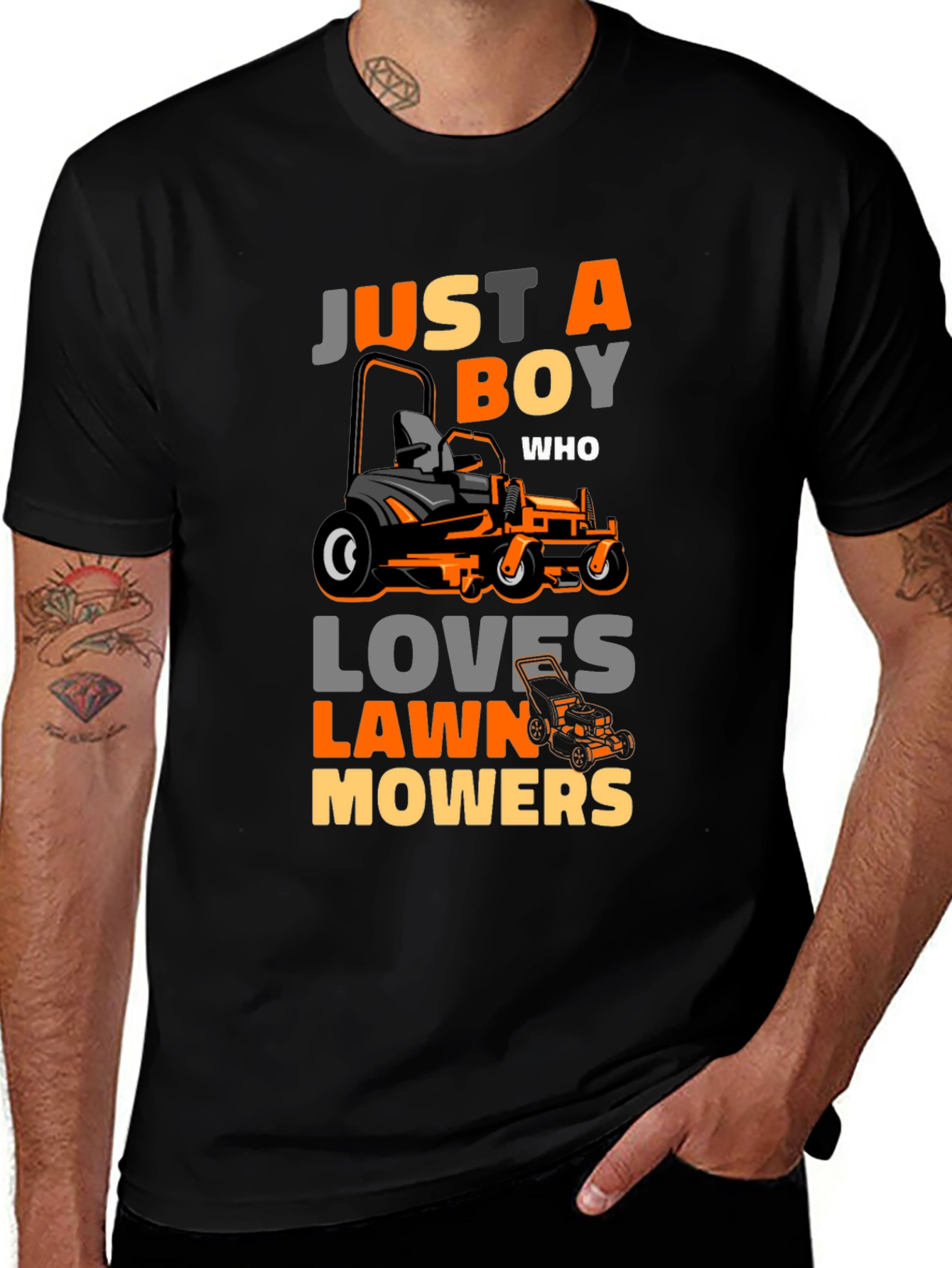 Just A Boy Who Loves Lawn Mowers Graphic Tee