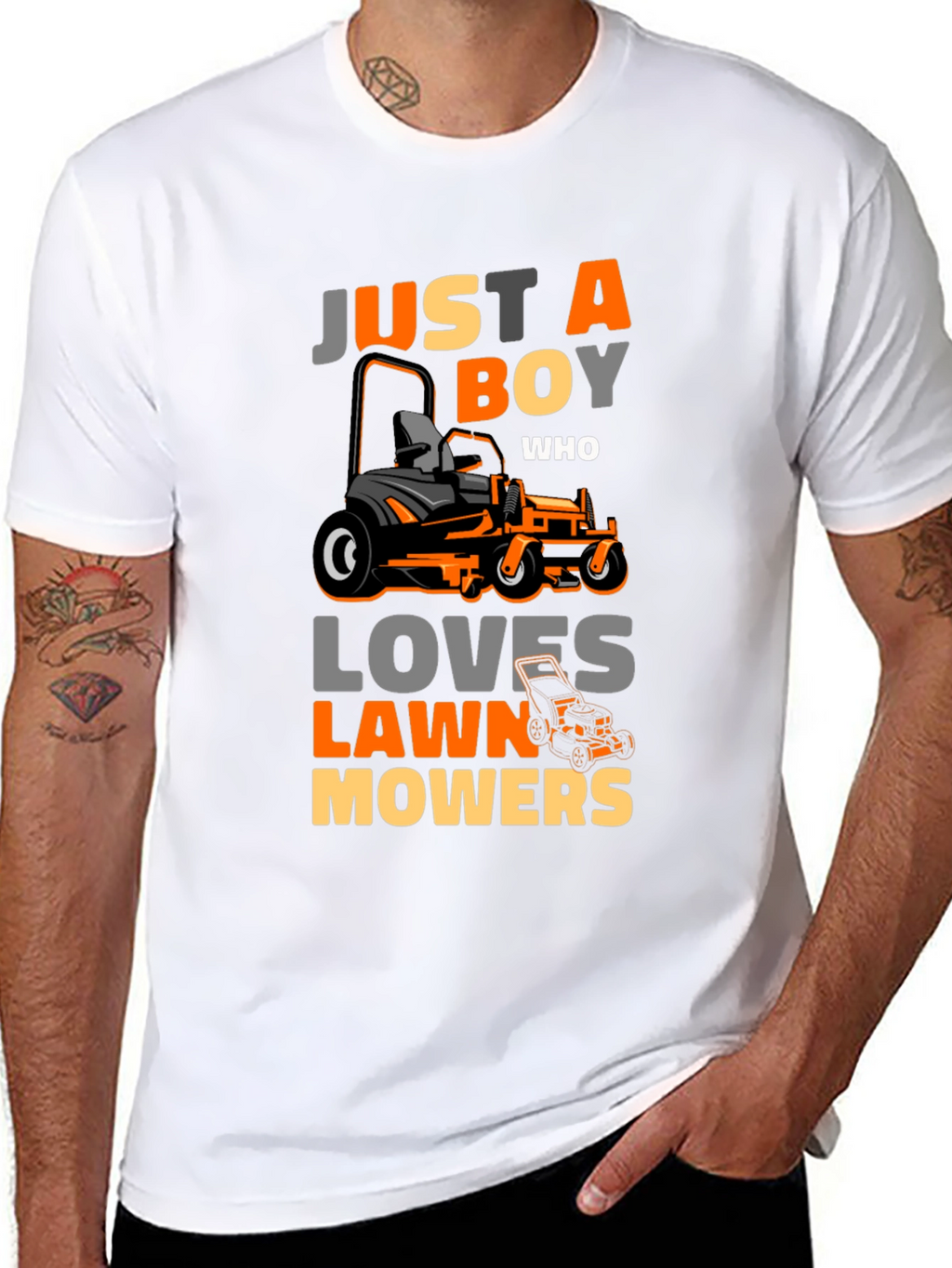 Just A Boy Who Loves Lawn Mowers Graphic Tee