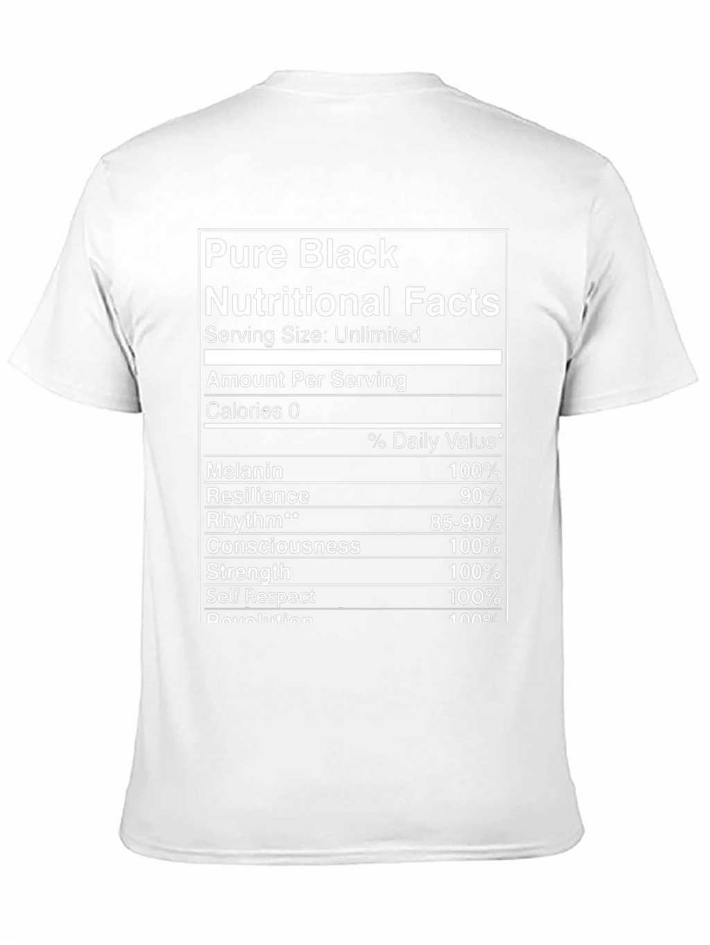 Pure Black Nutritional Facts Graphic T-Shirt
