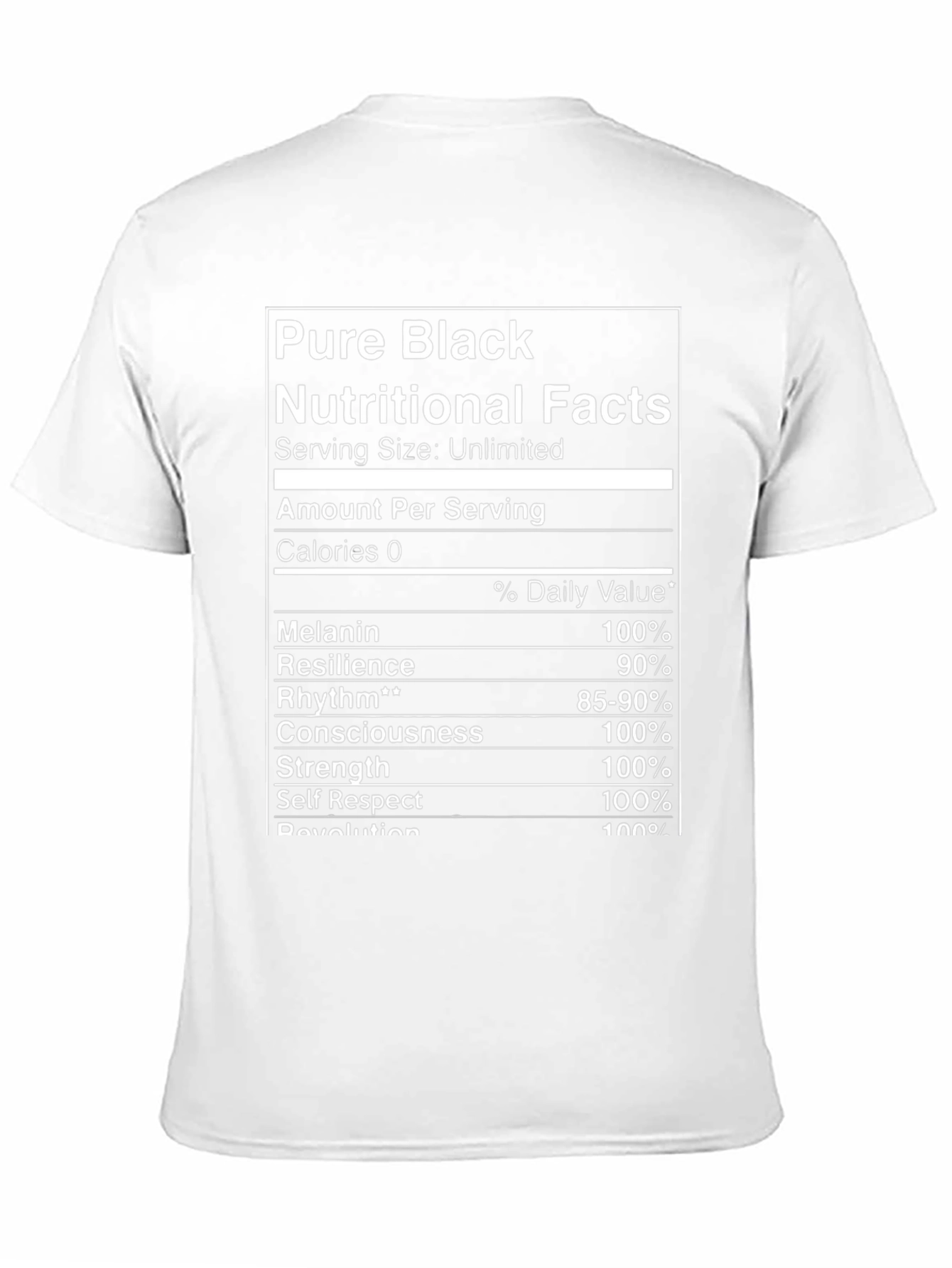Pure Black Nutritional Facts Graphic T-Shirt
