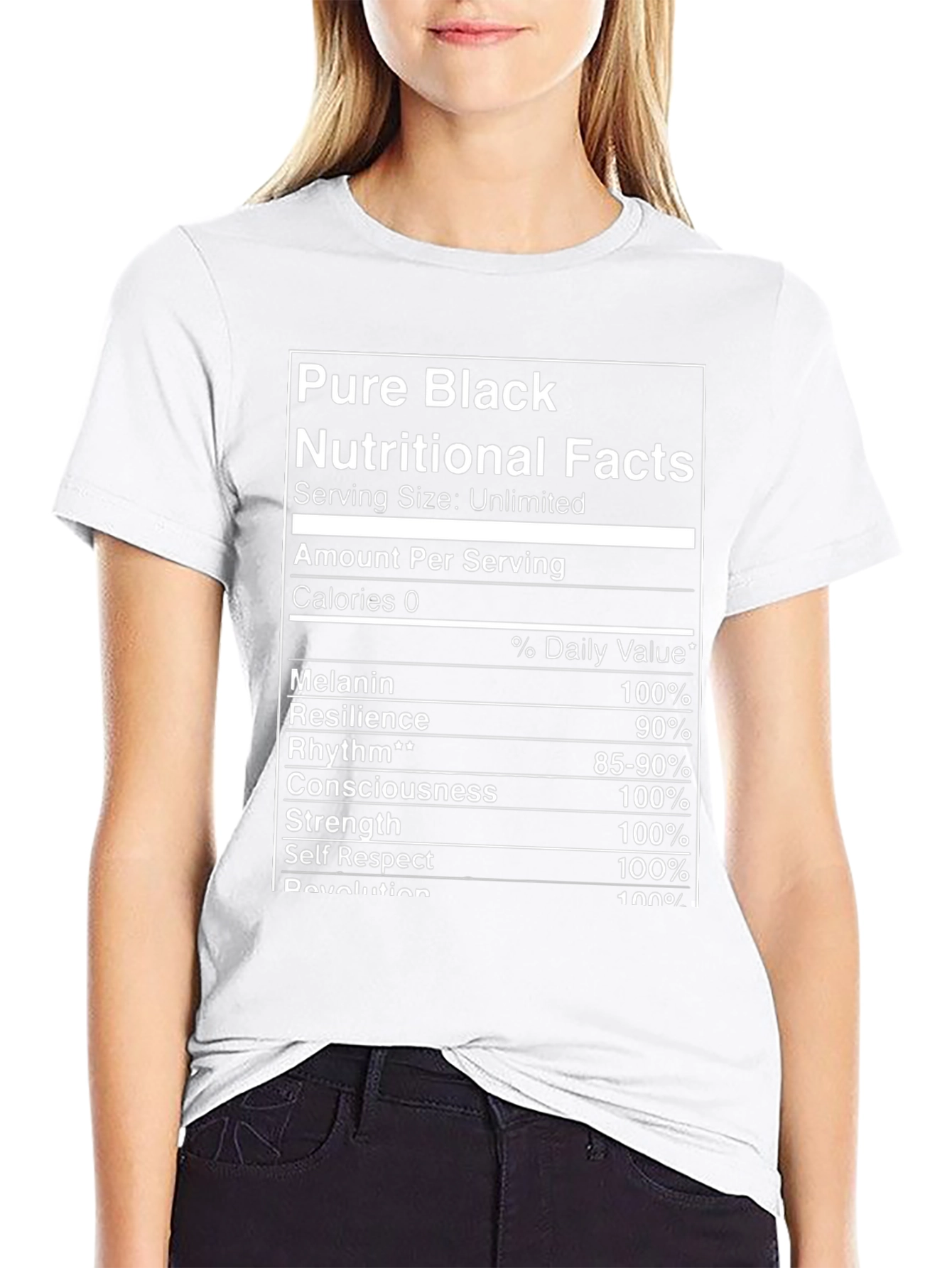 Pure Black Nutritional Facts Graphic T-Shirt