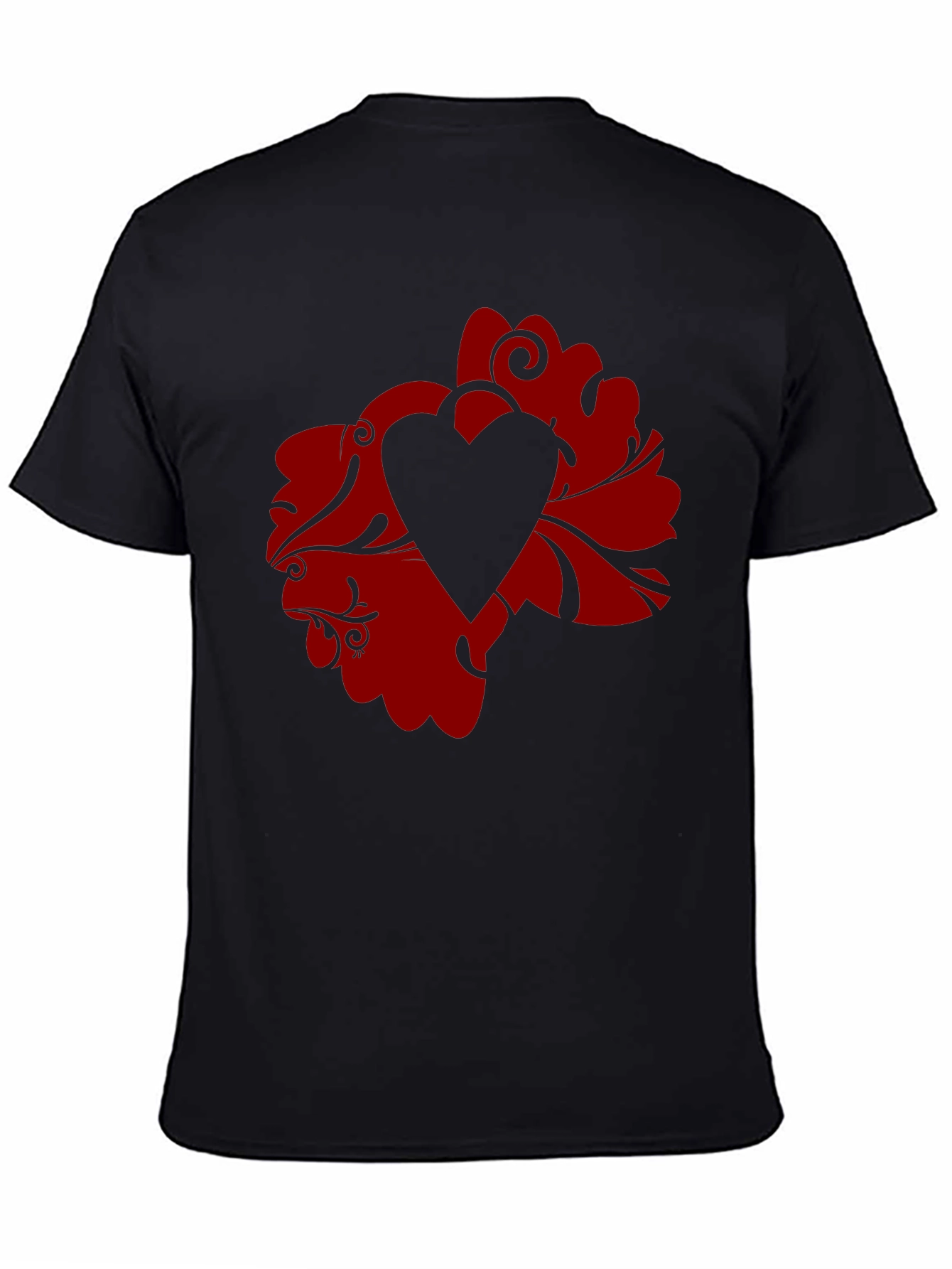 Floral Heart Graphic Tee - Stylish Mens Black T-Shirt