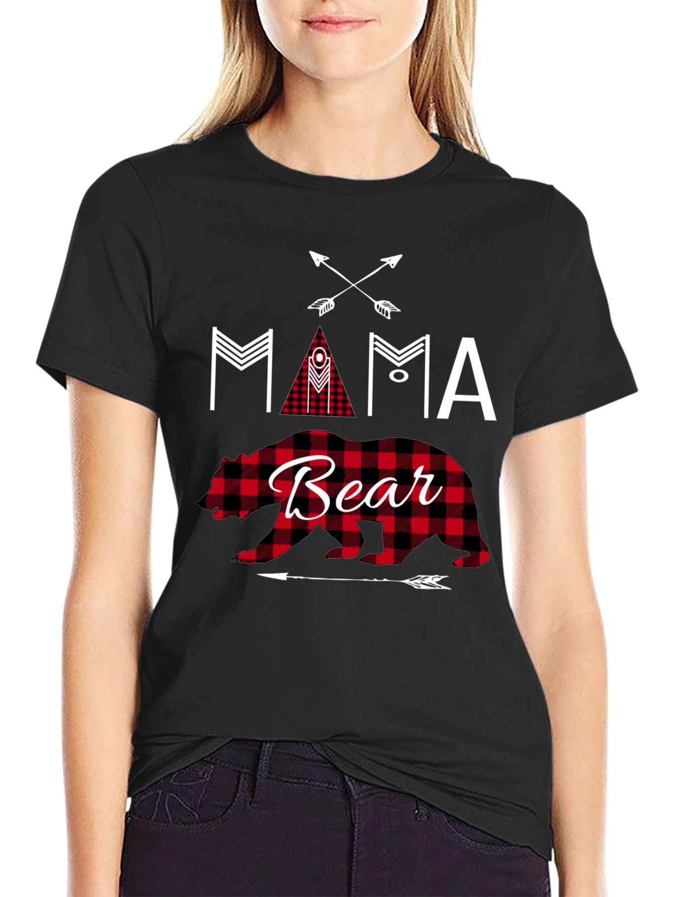 Mama Bear Graphic Tee - Black Cotton Shirt