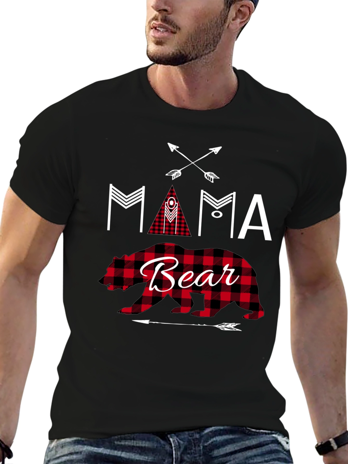 Mama Bear Graphic Tee - Black Cotton Shirt
