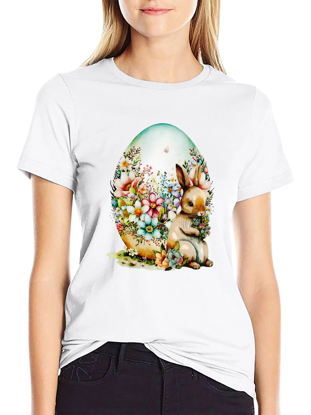 Floral Bunny Easter Egg T-Shirt