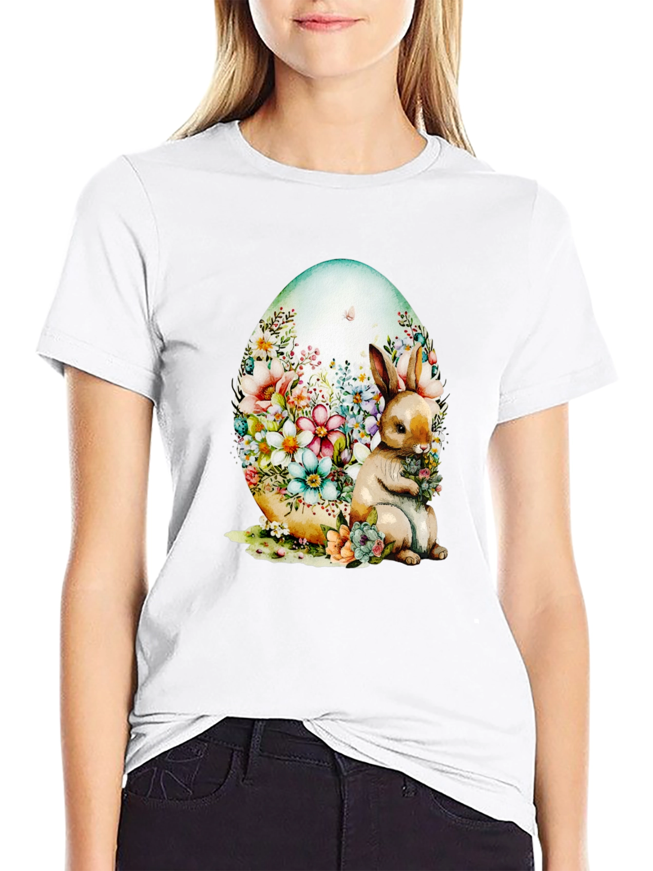 Floral Bunny Easter Egg T-Shirt