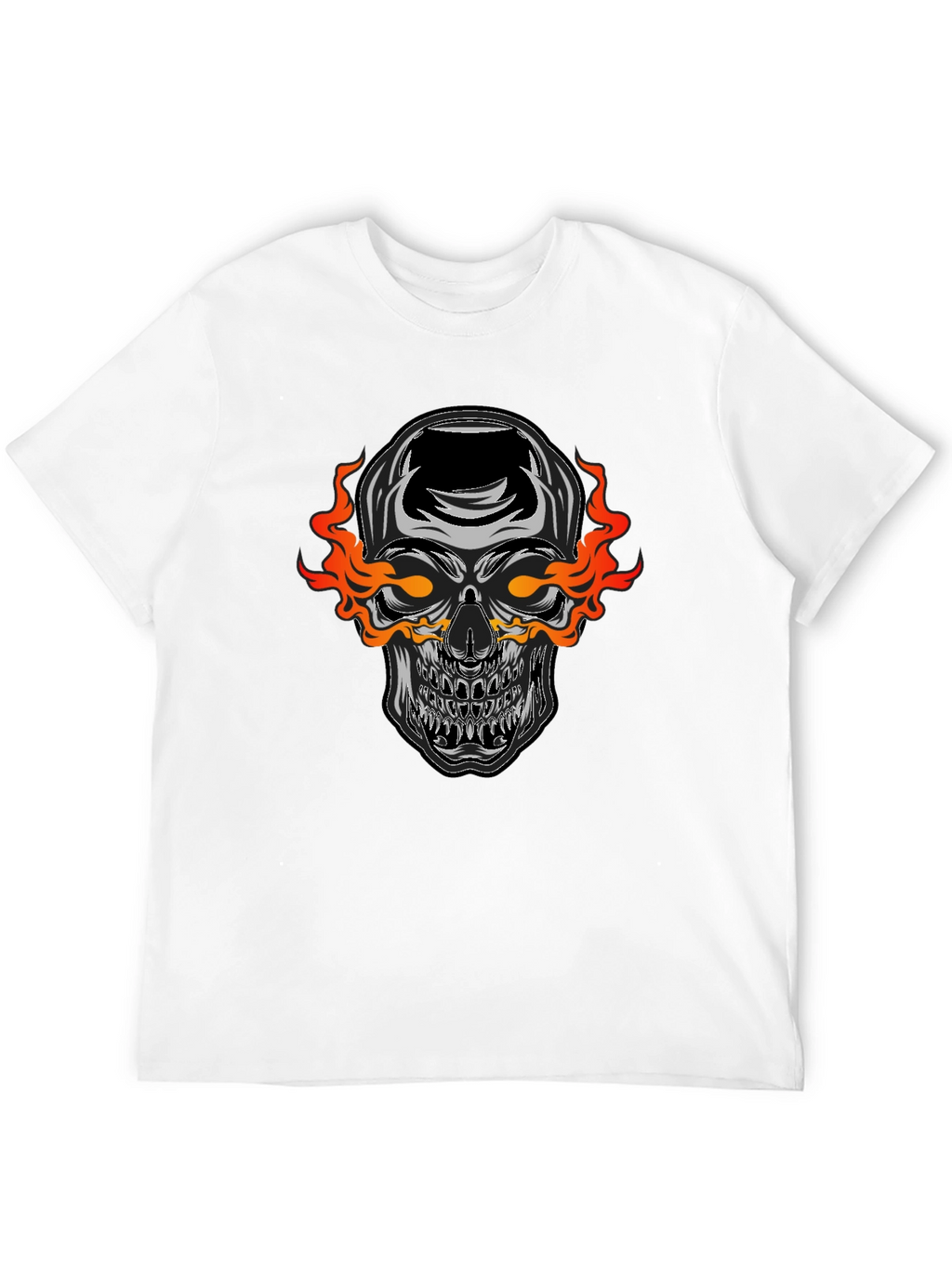 Flaming Skull Graphic Black T-Shirt