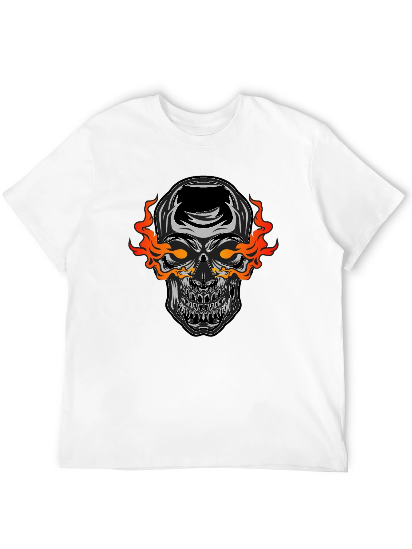 Flaming Skull Graphic Black T-Shirt