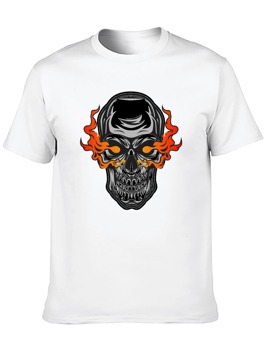 Flaming Skull Graphic Black T-Shirt
