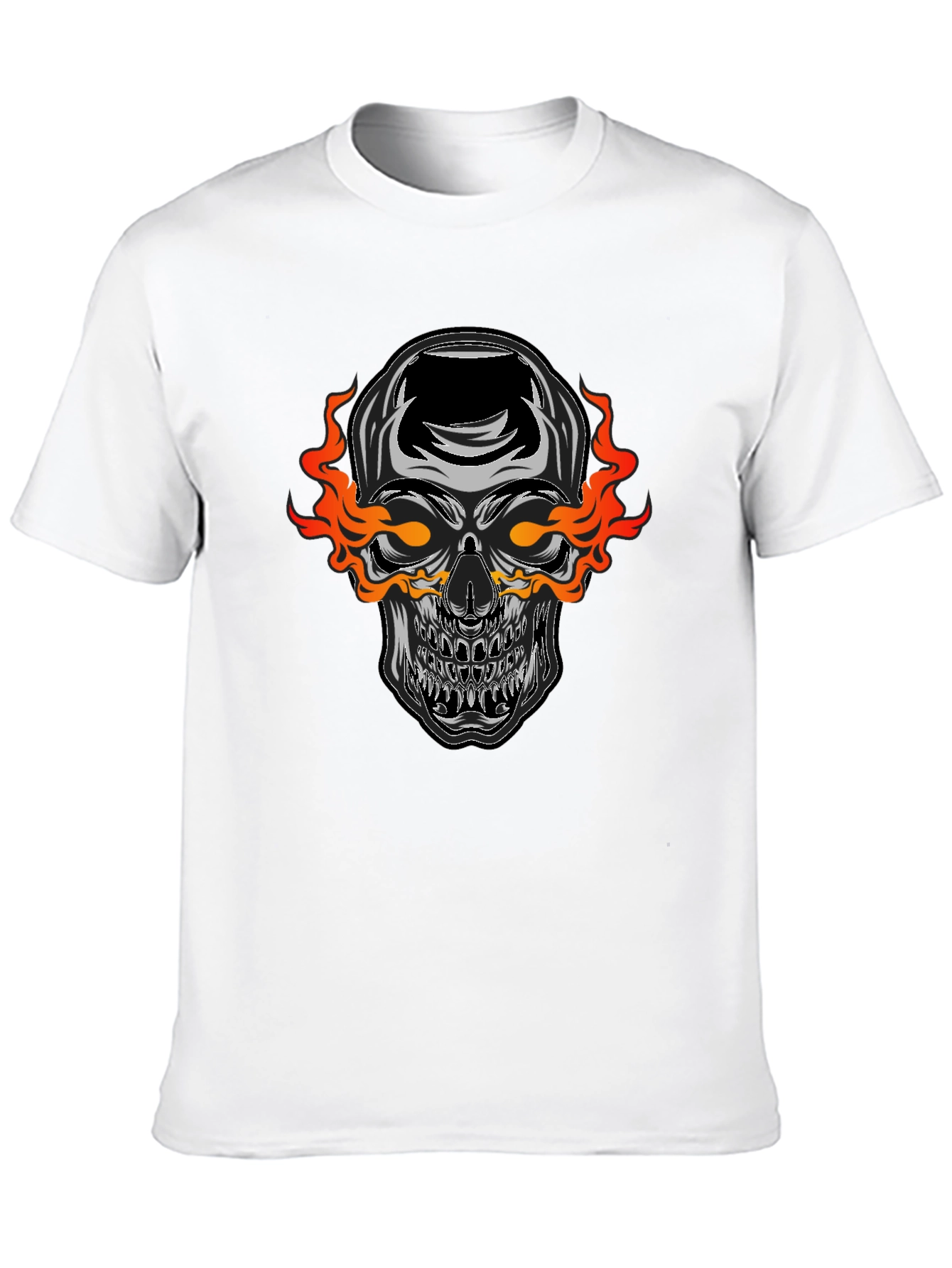 Flaming Skull Graphic Black T-Shirt