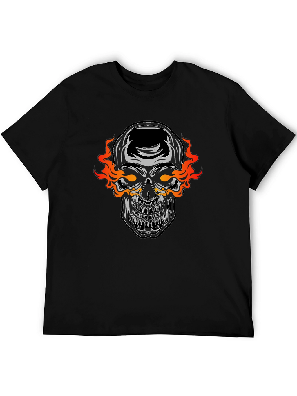 Flaming Skull Graphic Black T-Shirt