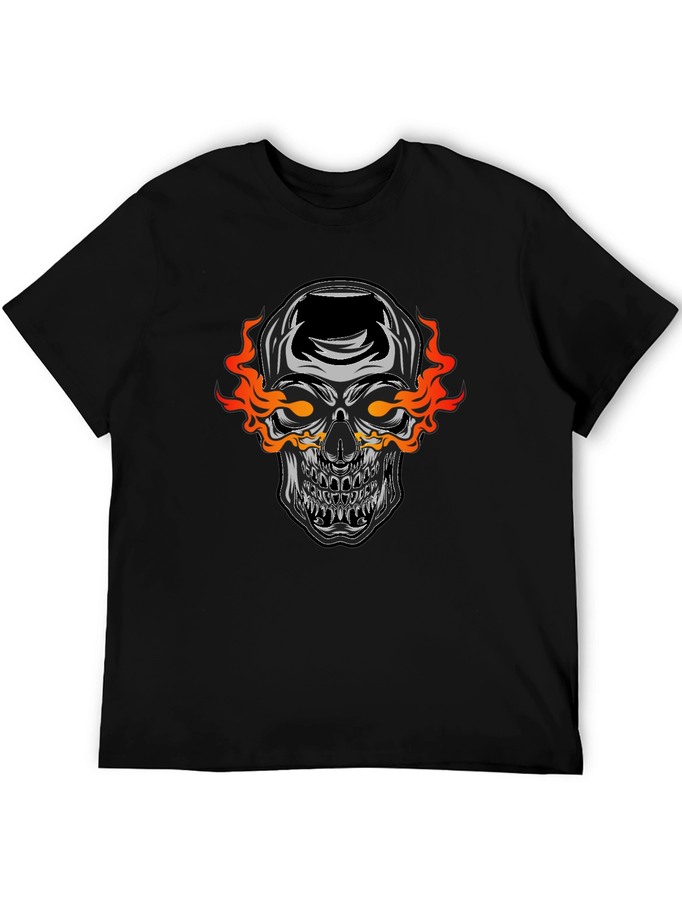 Flaming Skull Graphic Black T-Shirt