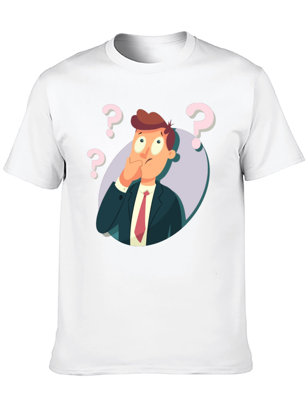 Pensive Cartoon Man Graphic T-Shirt - Black