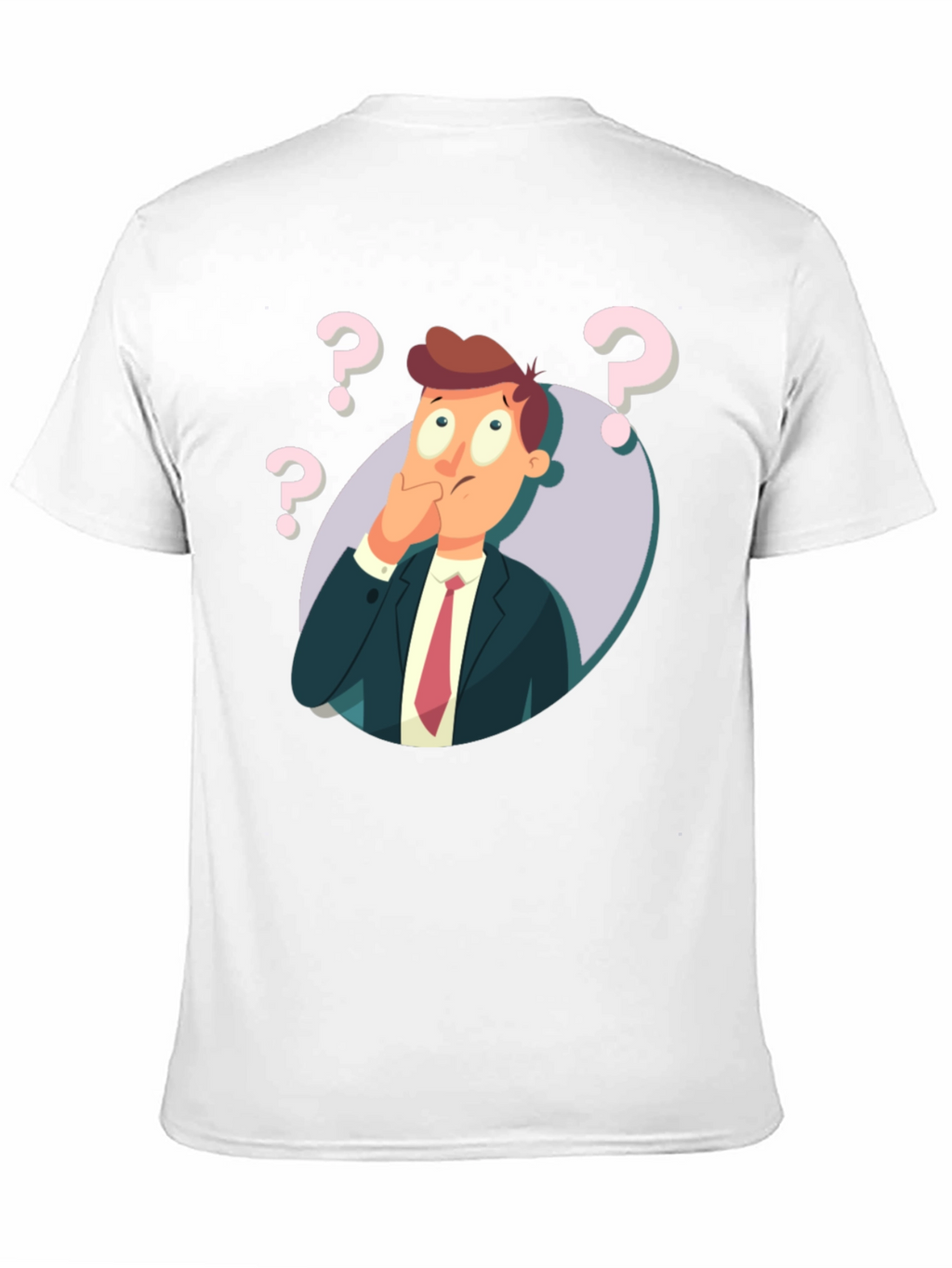 Pensive Cartoon Man Graphic T-Shirt - Black