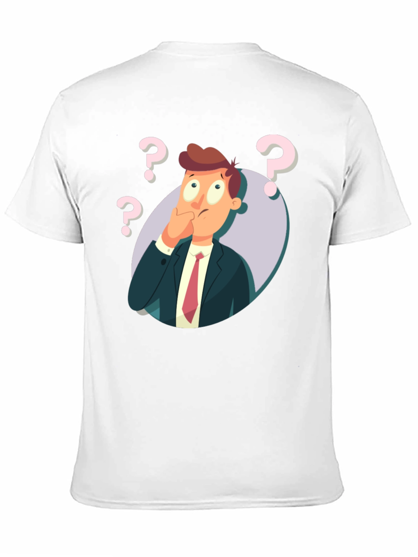 Pensive Cartoon Man Graphic T-Shirt - Black